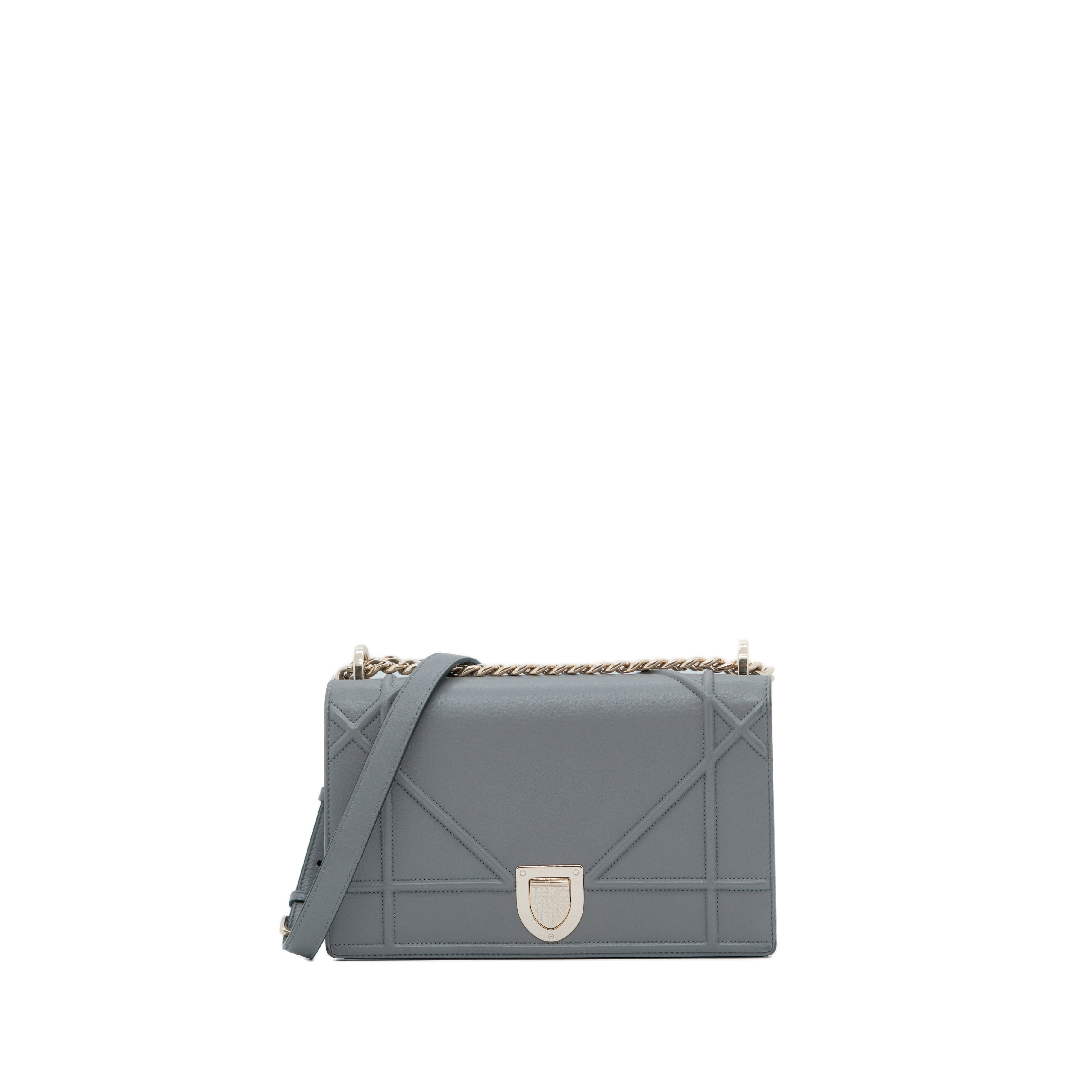 CHRISTIAN DIOR Small Diorama Flap crossbody bag calfskin SHW (Gris)