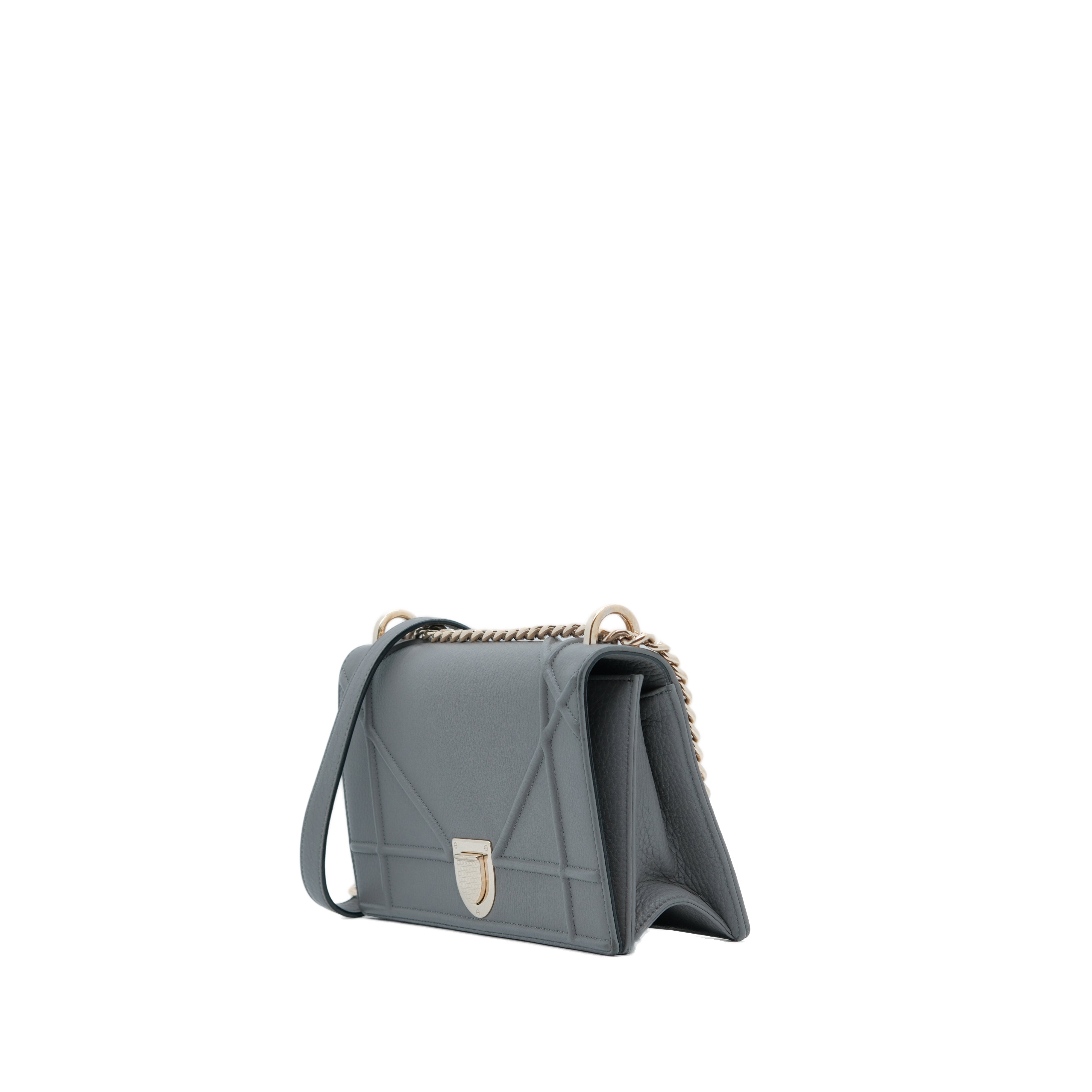 CHRISTIAN DIOR Small Diorama Flap crossbody bag calfskin SHW (Gris)