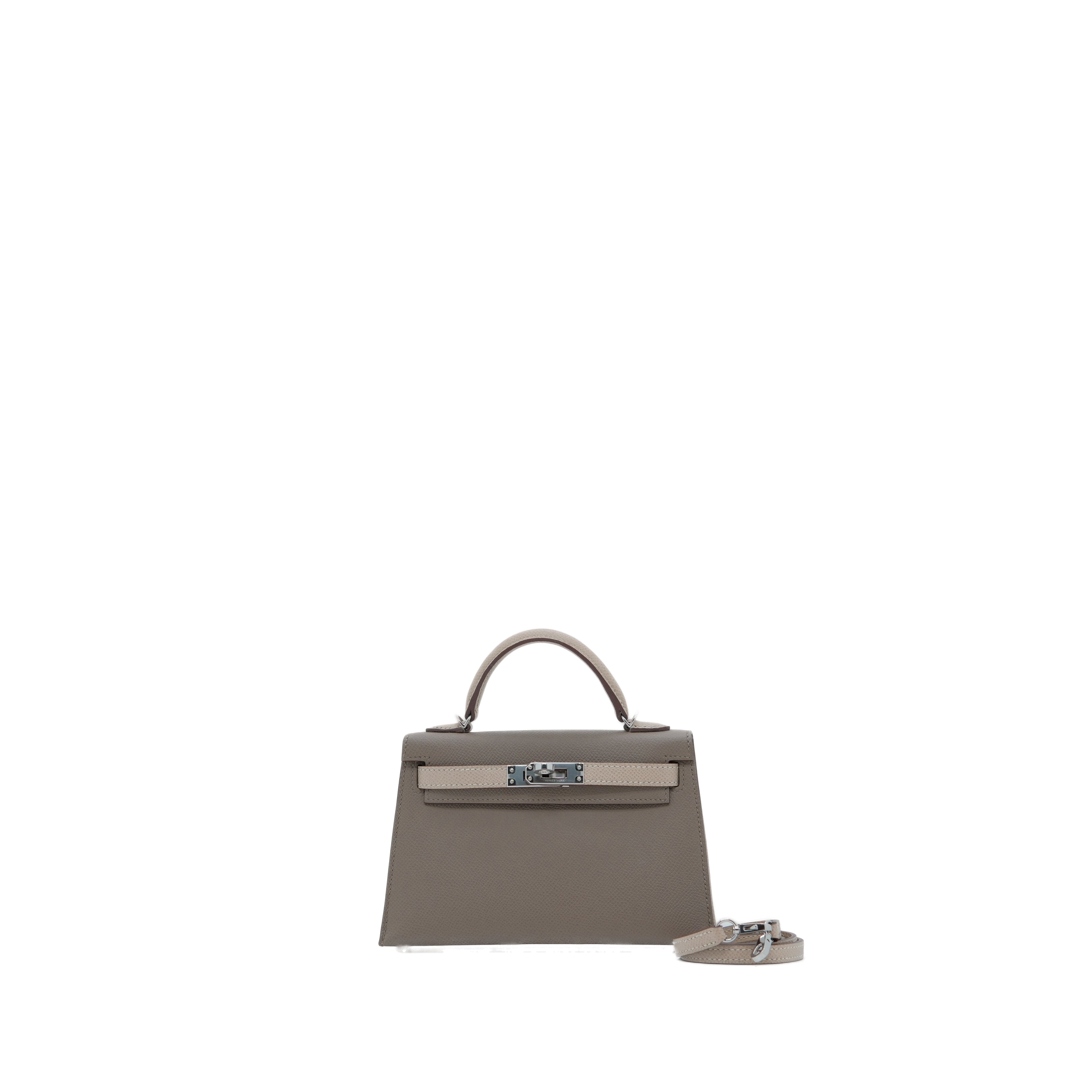 Hermès Mini Kelly II in Etoupe and Trench Epsom Leather SHW Horseshoes B Stamp