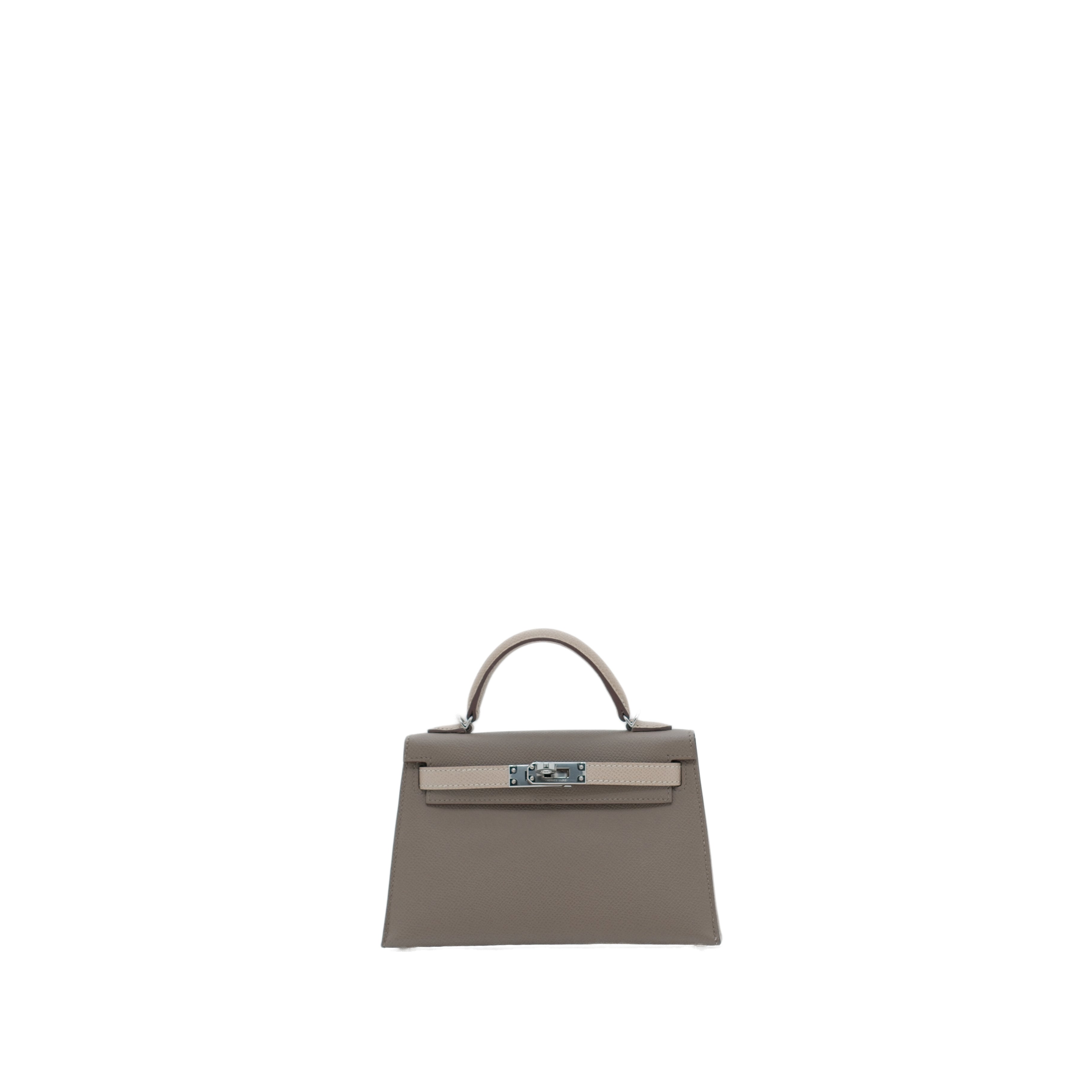 Hermès Mini Kelly II in Etoupe and Trench Epsom Leather SHW Horseshoes B Stamp