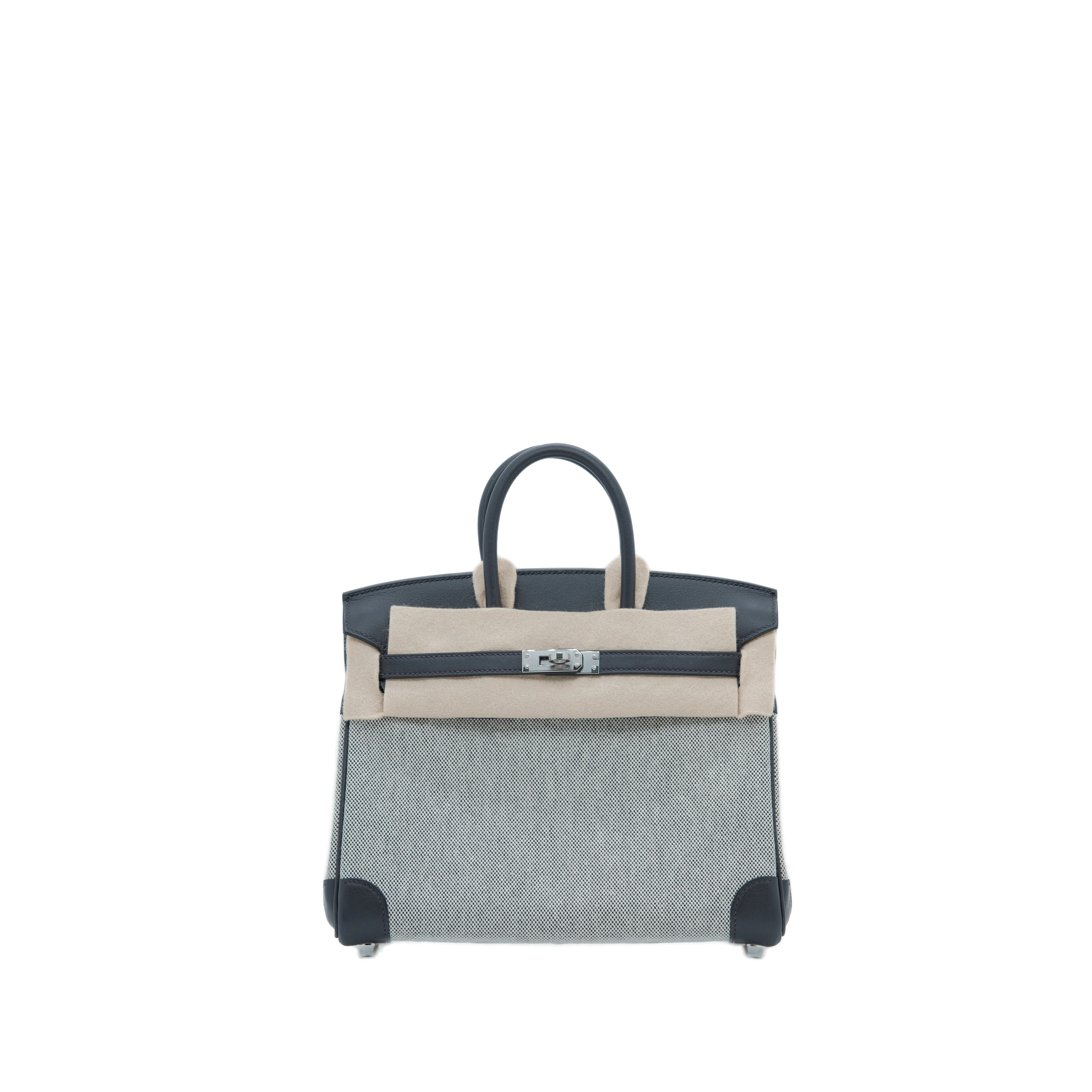 Hermès Birkin 25 Handbag Toile Goeland Swift SHW Ecru-Noir/Prunoir(Black/Grey) W Stamp