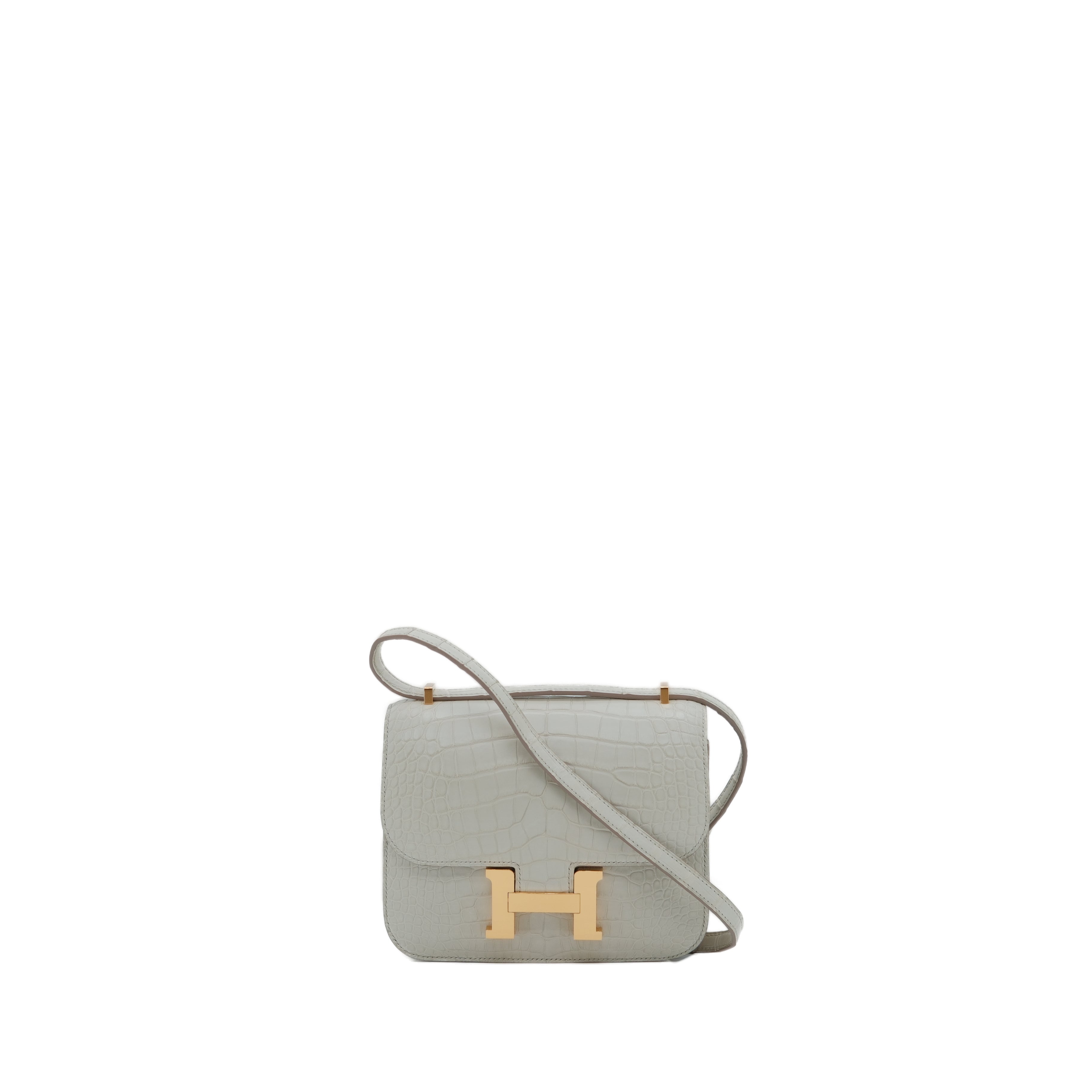 Hermès Constance III Mini Bag Matte Alligator GHW Beton (white) U Stamp