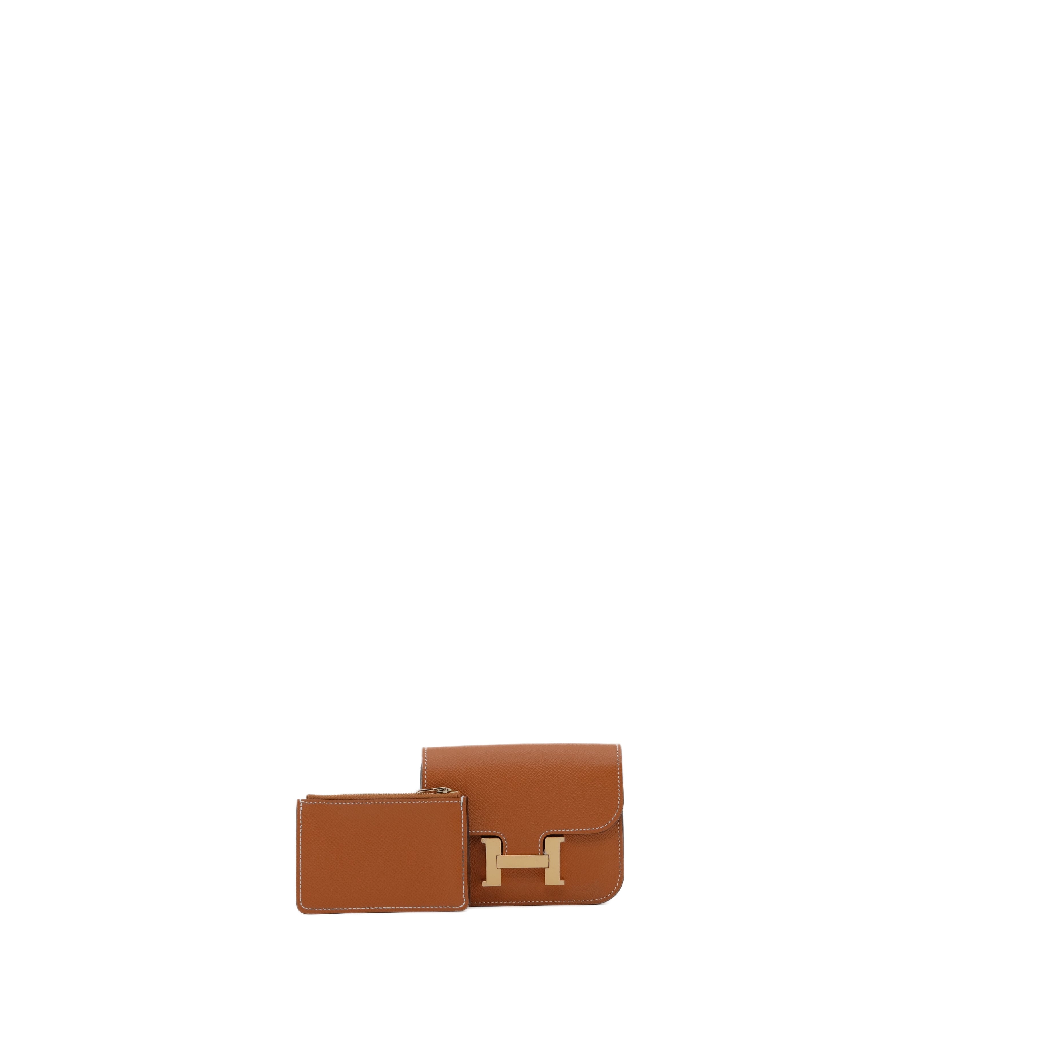 HERMÈS Constance Slim Wallet GHW Gold B Stamp