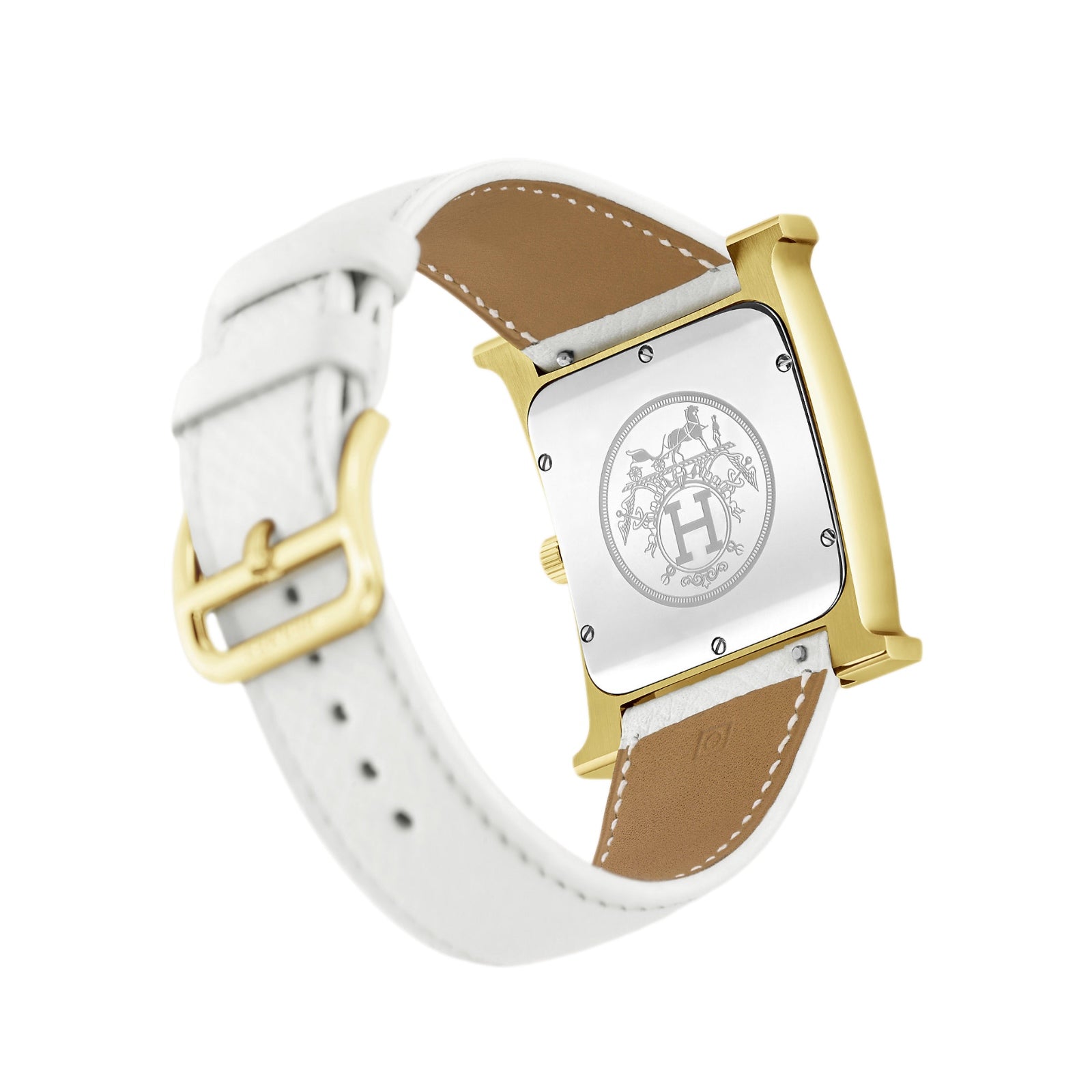 HERMÈS W036735WW00 Heure H Automatique watch Small 25, Steel Case, Bright white dial, Etoupe