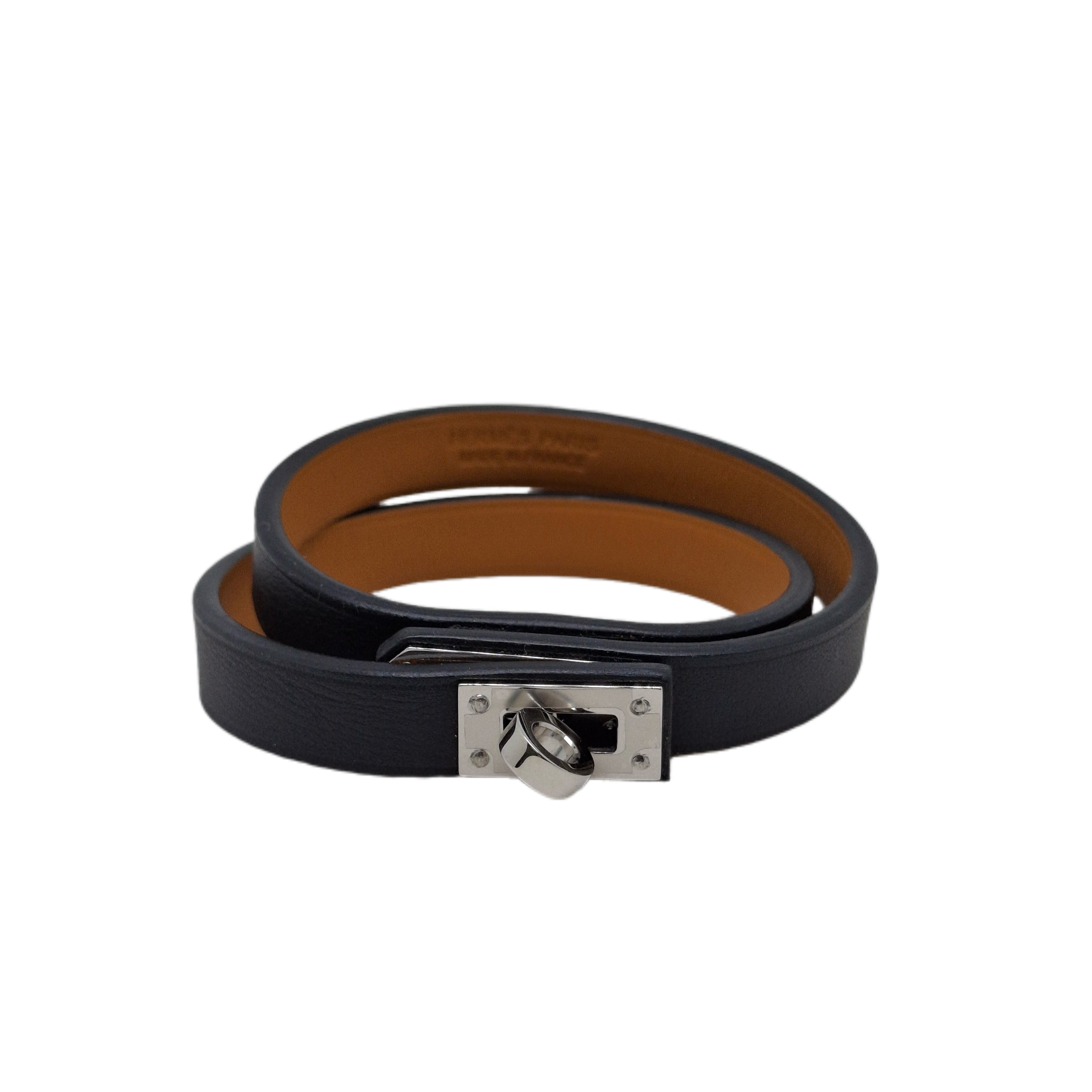 HERMÈS Mini Kelly Double Tour bracelet Noir (Black/Silver)