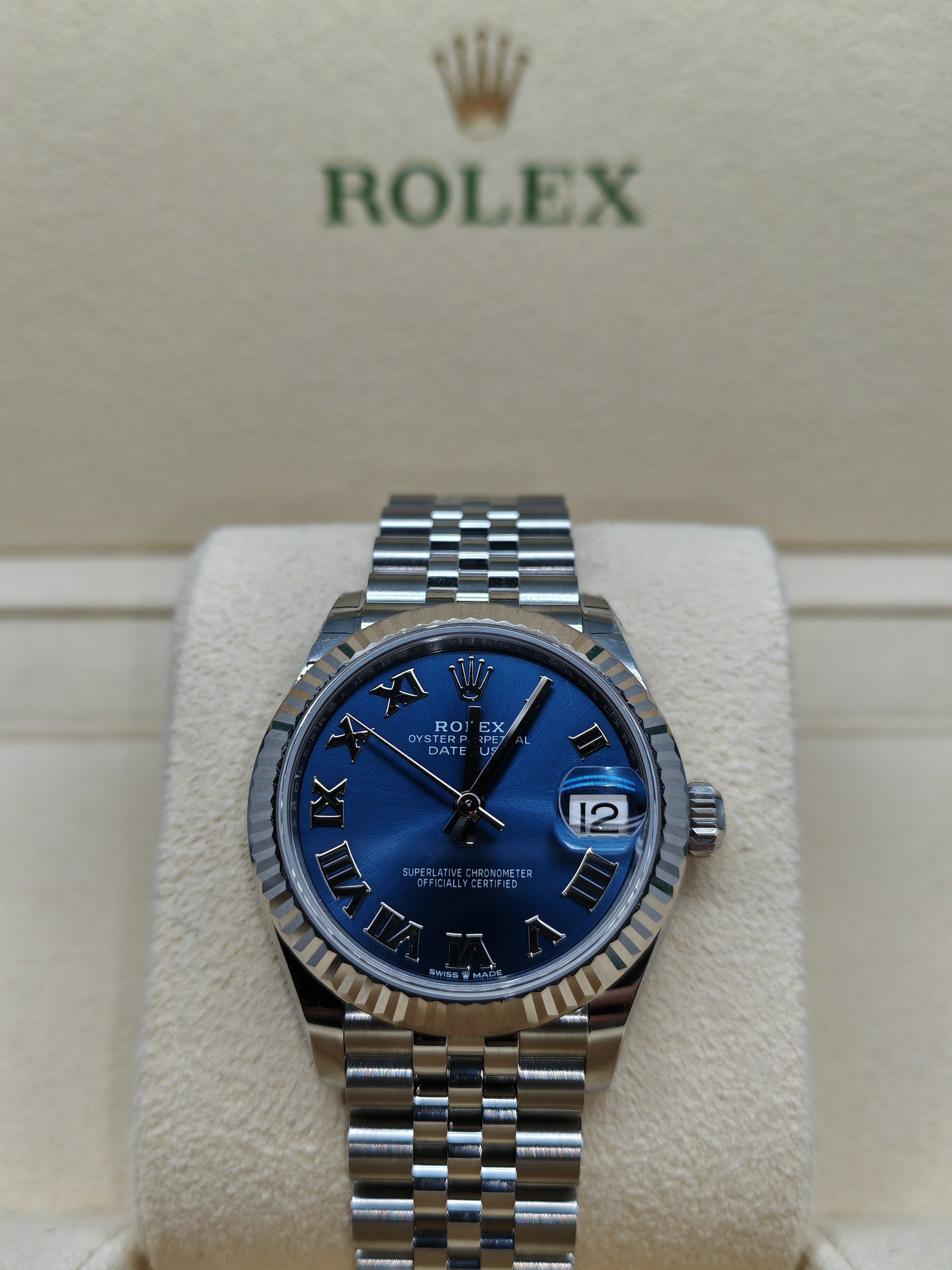 Rolex 278274 Datejust 31 with Oystersteel and White Gold, Bright blue, Jubilee Bracelet