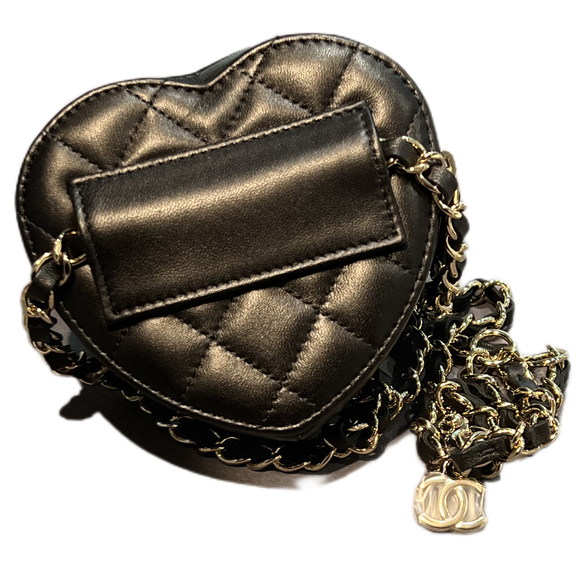 CHANEL 22S Mini CC in love Heart Crossbody Bag in Lambskin Leather (Black)