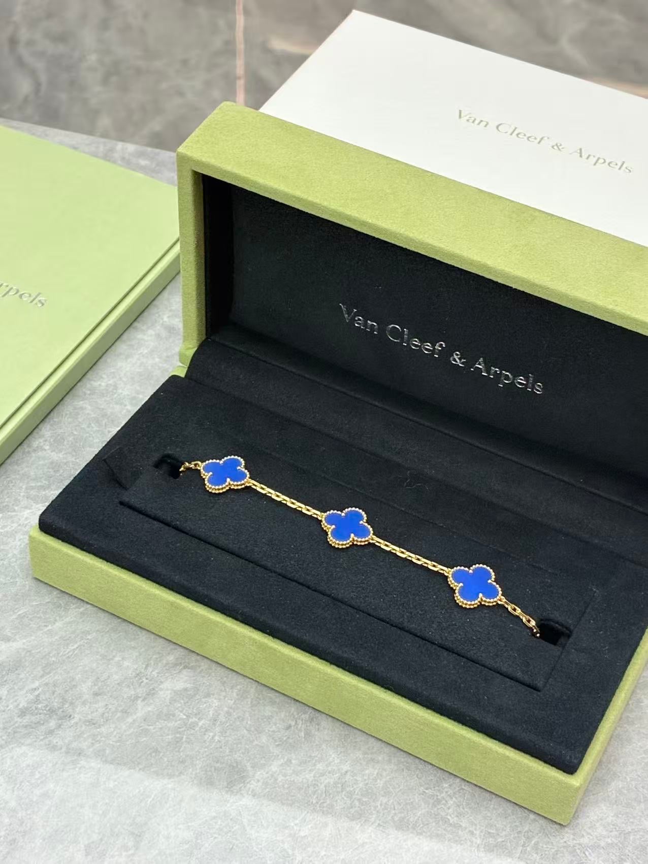 Van Cleef &amp; Arpels Alhambra five-motif bracelet in blue chalcedony