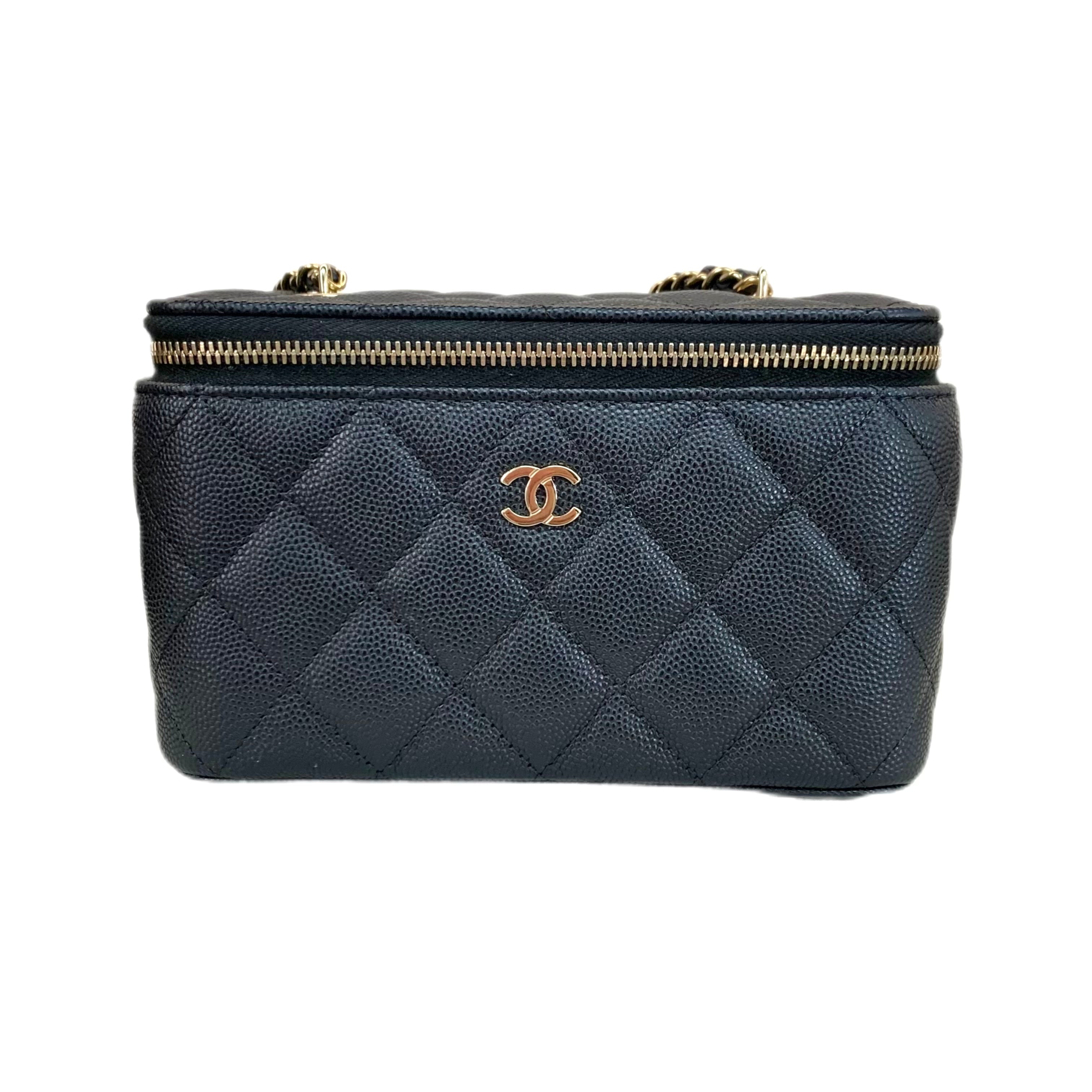 CHANEL VANITY CASE WITH CHAIN GHW (Black)