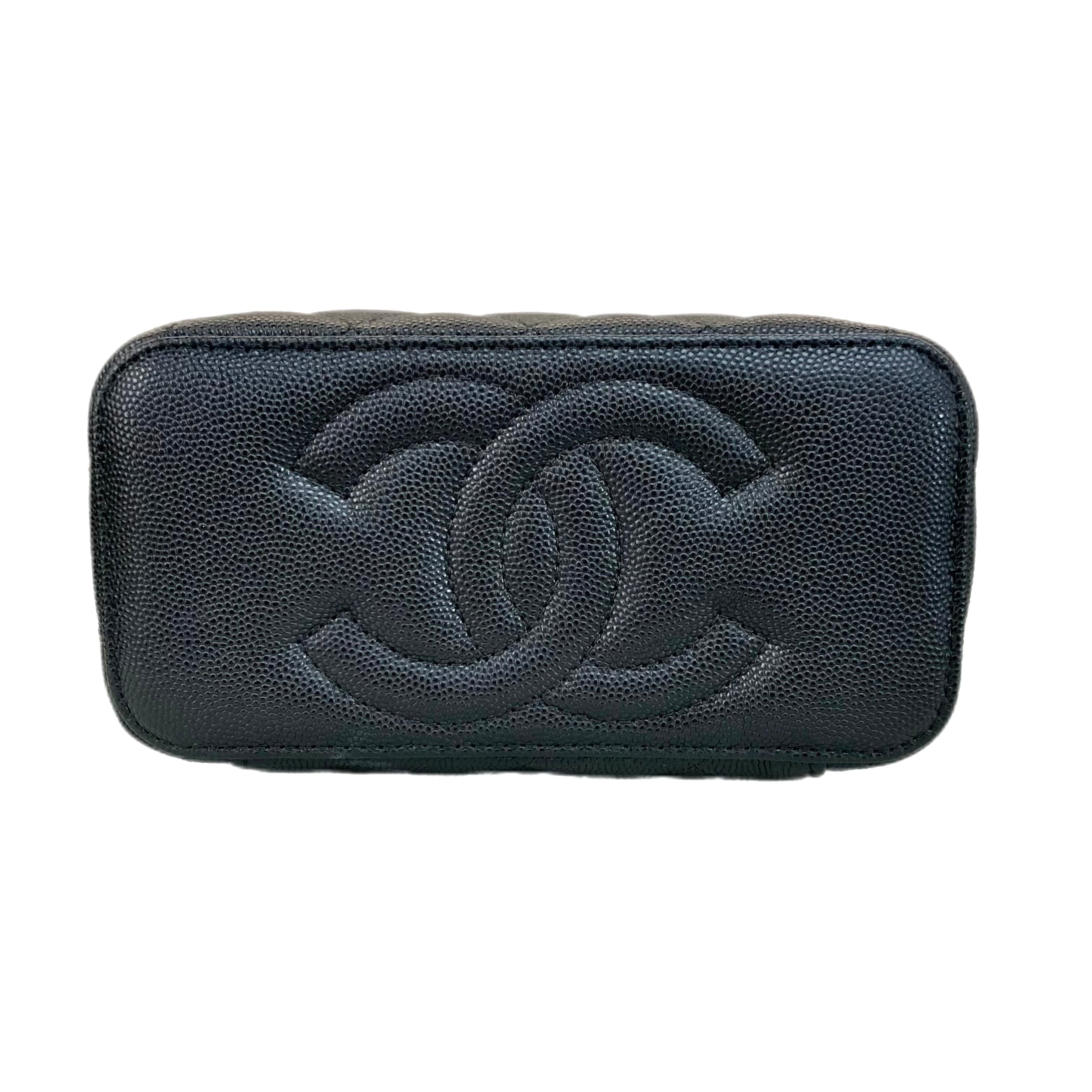 CHANEL VANITY CASE WITH CHAIN GHW (Black)