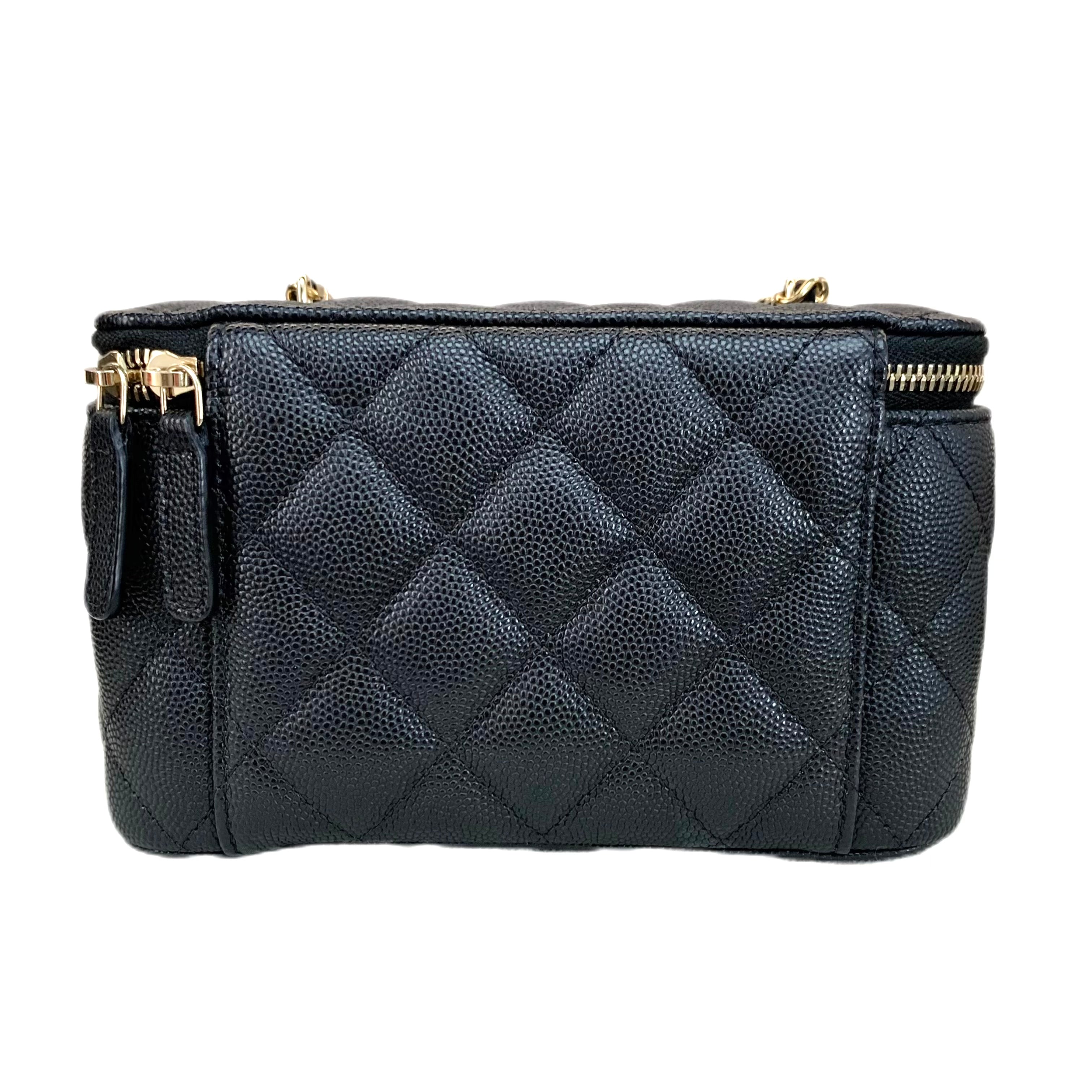 CHANEL VANITY CASE WITH CHAIN GHW (Black)