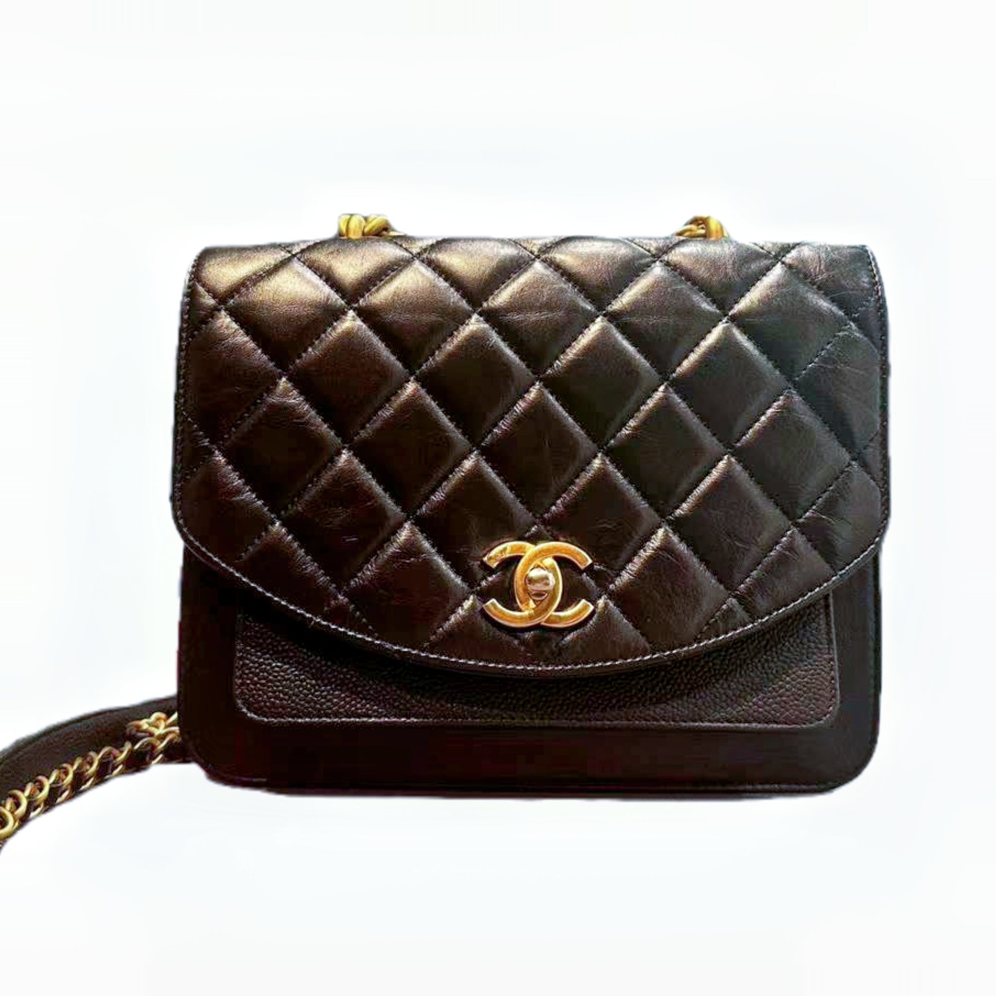 Chanel Mumbai Collection Bag Calfskin Caviar Quilted Mini Chain Handle Flat Bag (Limited Edition）