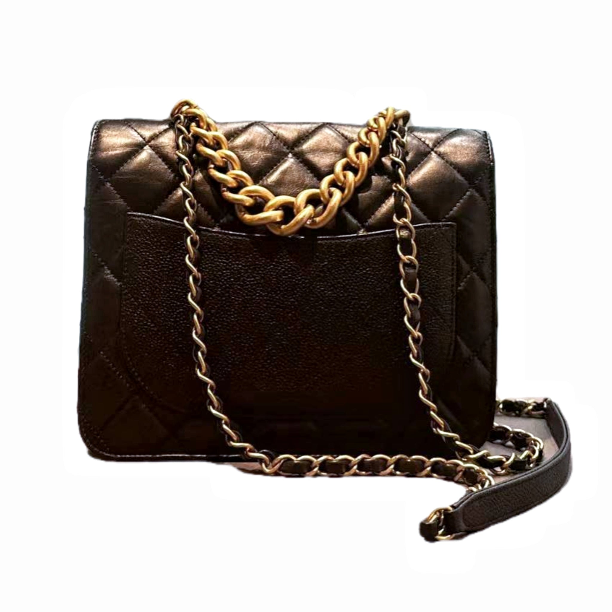 Chanel Mumbai Collection Bag Calfskin Caviar Quilted Mini Chain Handle Flat Bag (Limited Edition）