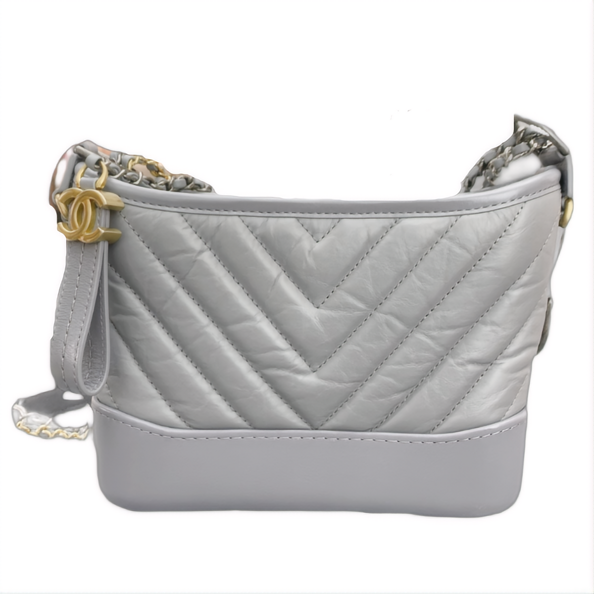 Chanel Gabrielle Handbag Small Mixed Hardware Chevron Gray