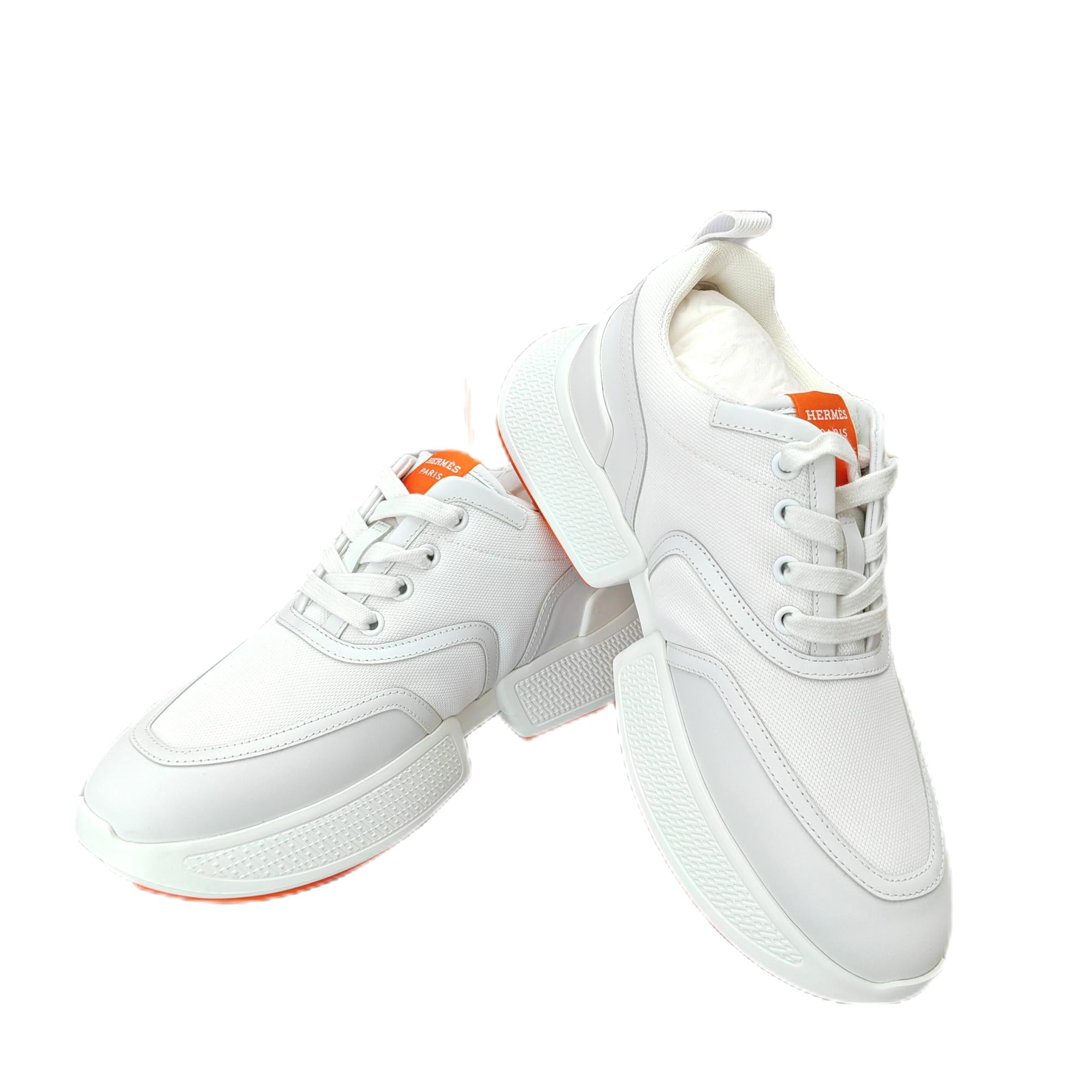 HERMÈS Giga sneaker white and orange 38