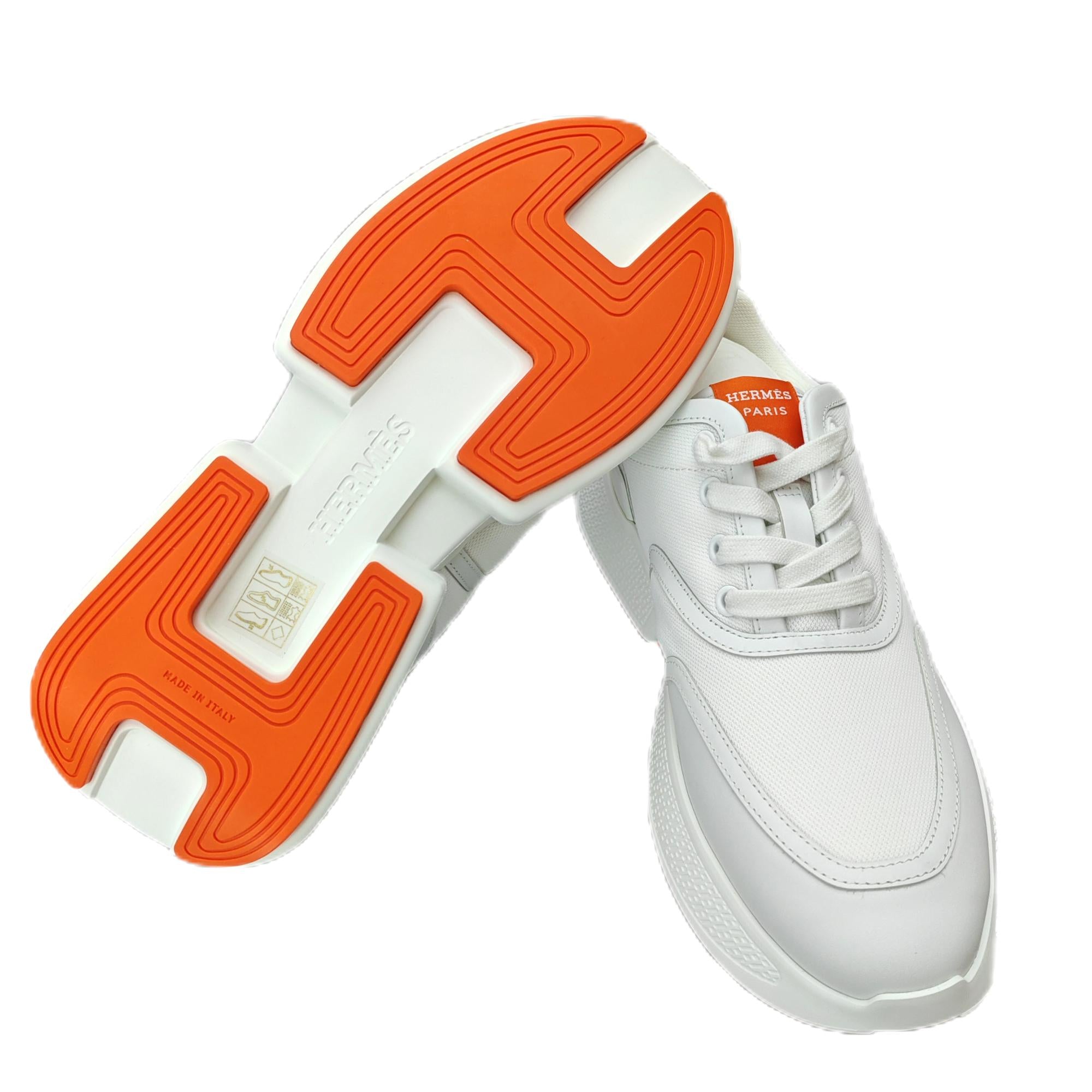 HERMÈS Giga sneaker white and orange 38