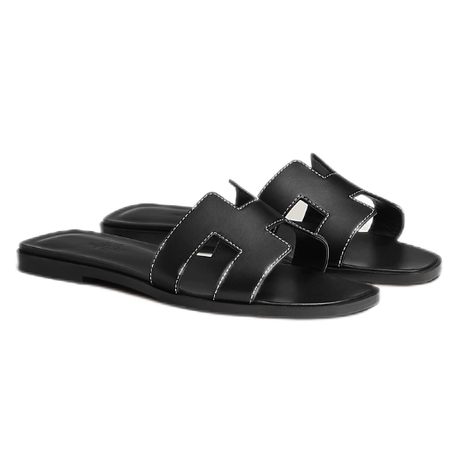 HERMÈS ORAN SANDAL Black 37.5