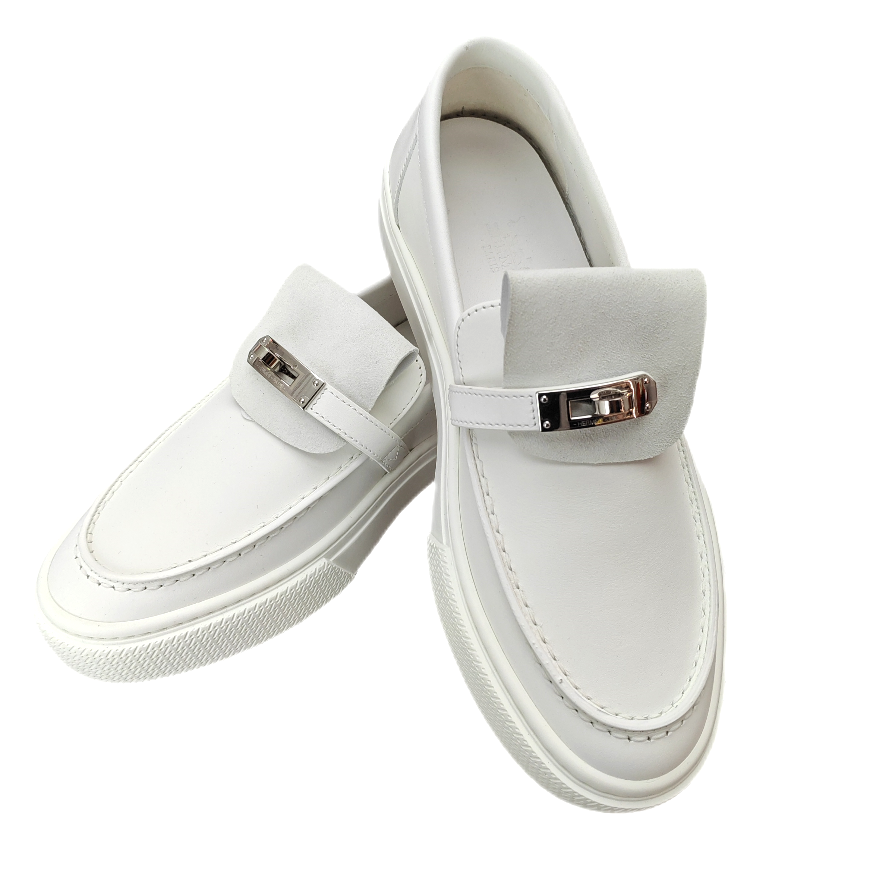 HERMÈS Game slip-on sneaker Blanc (White/Silver) 38