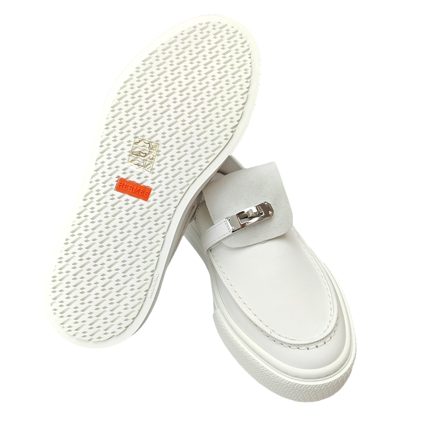 HERMÈS Game slip-on sneaker Blanc (White/Silver) 38