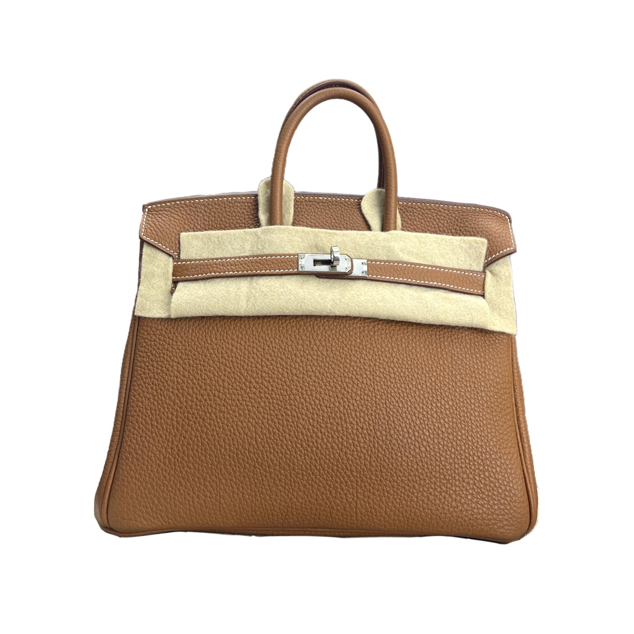 HERMÈS BIRKIN 25 GOLD TOGO SILVER BUCKLE