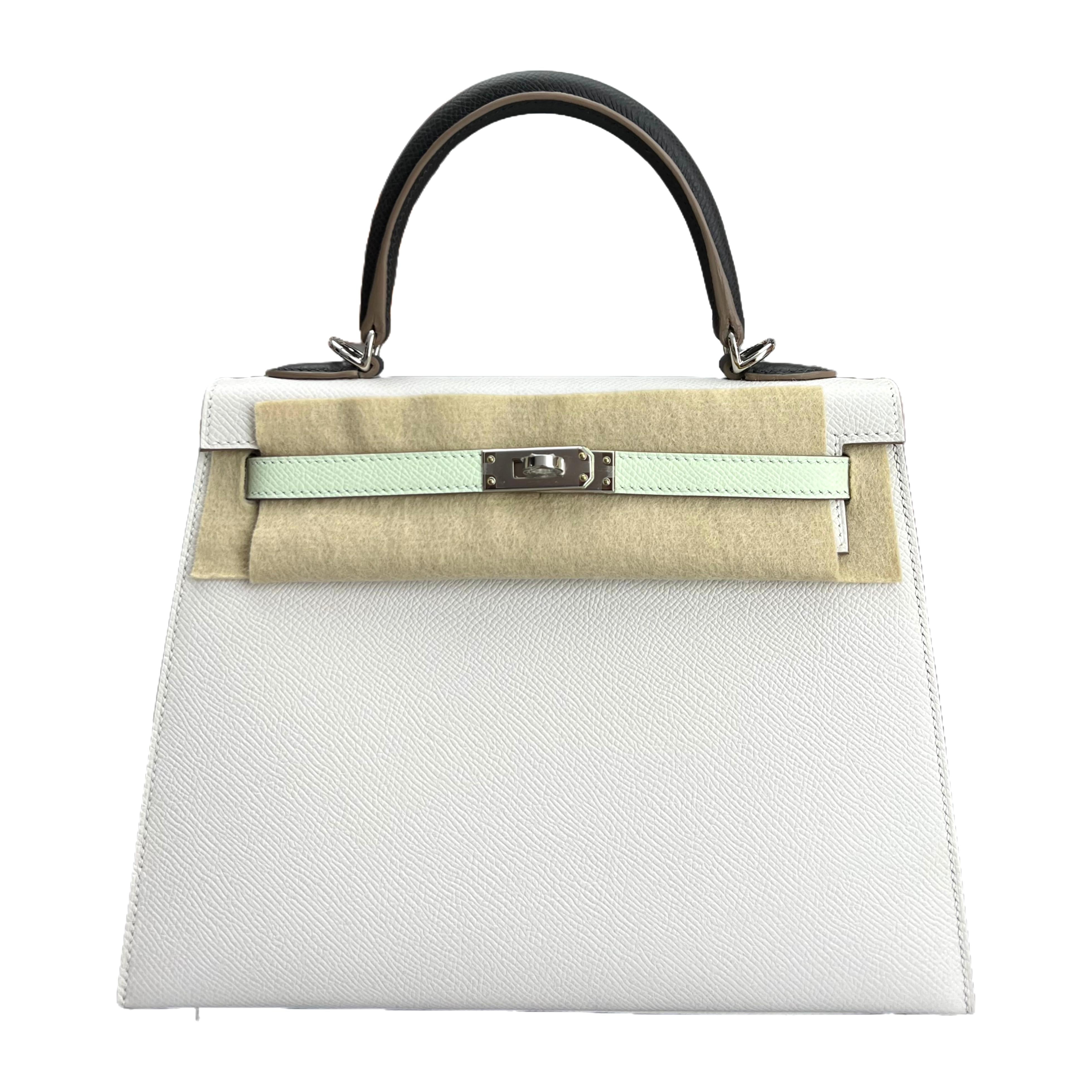 Hermès Kelly 25 Tri-Color Epsom Palladium Hardware W Stamp