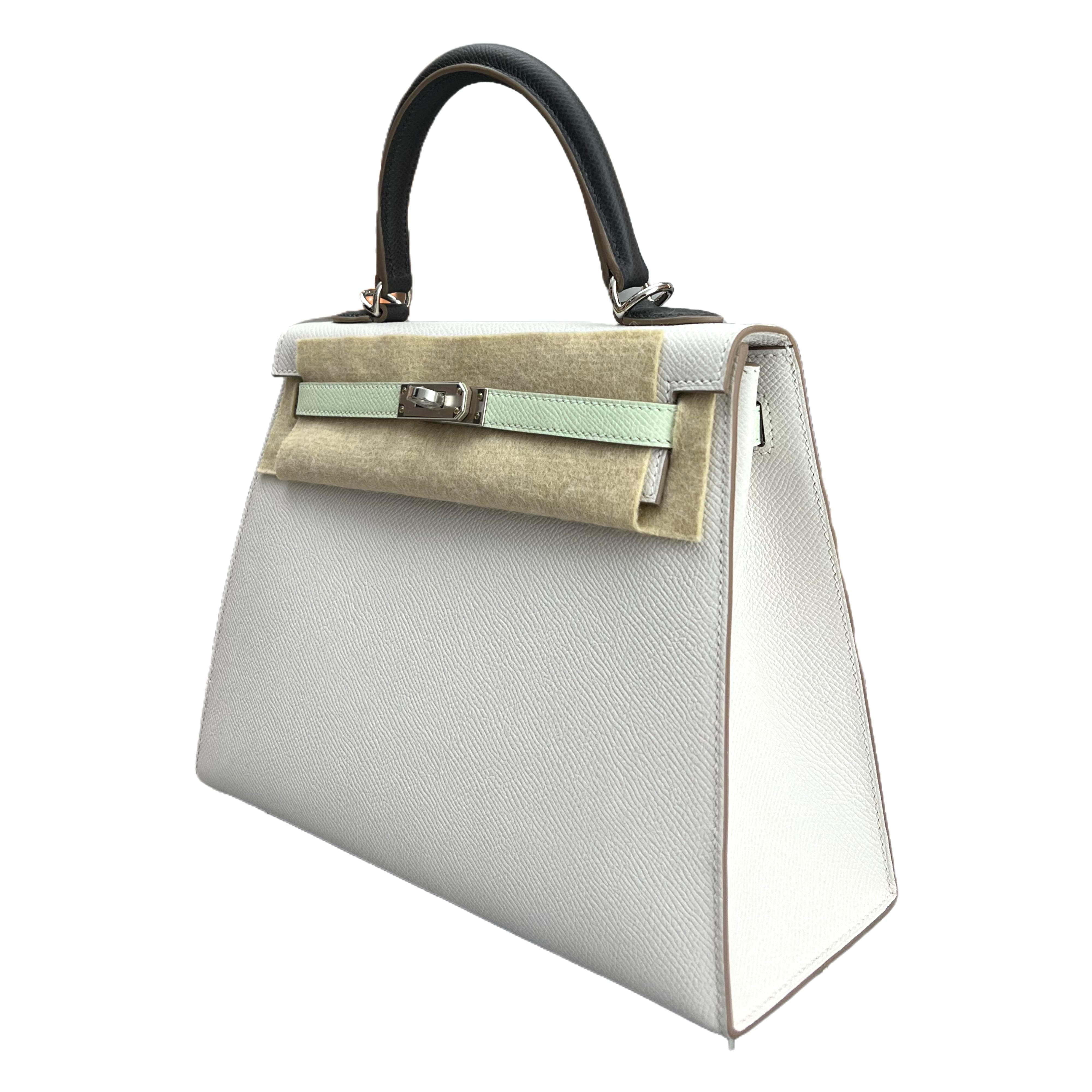 Hermès Kelly 25 Tri-Color Epsom Palladium Hardware W Stamp