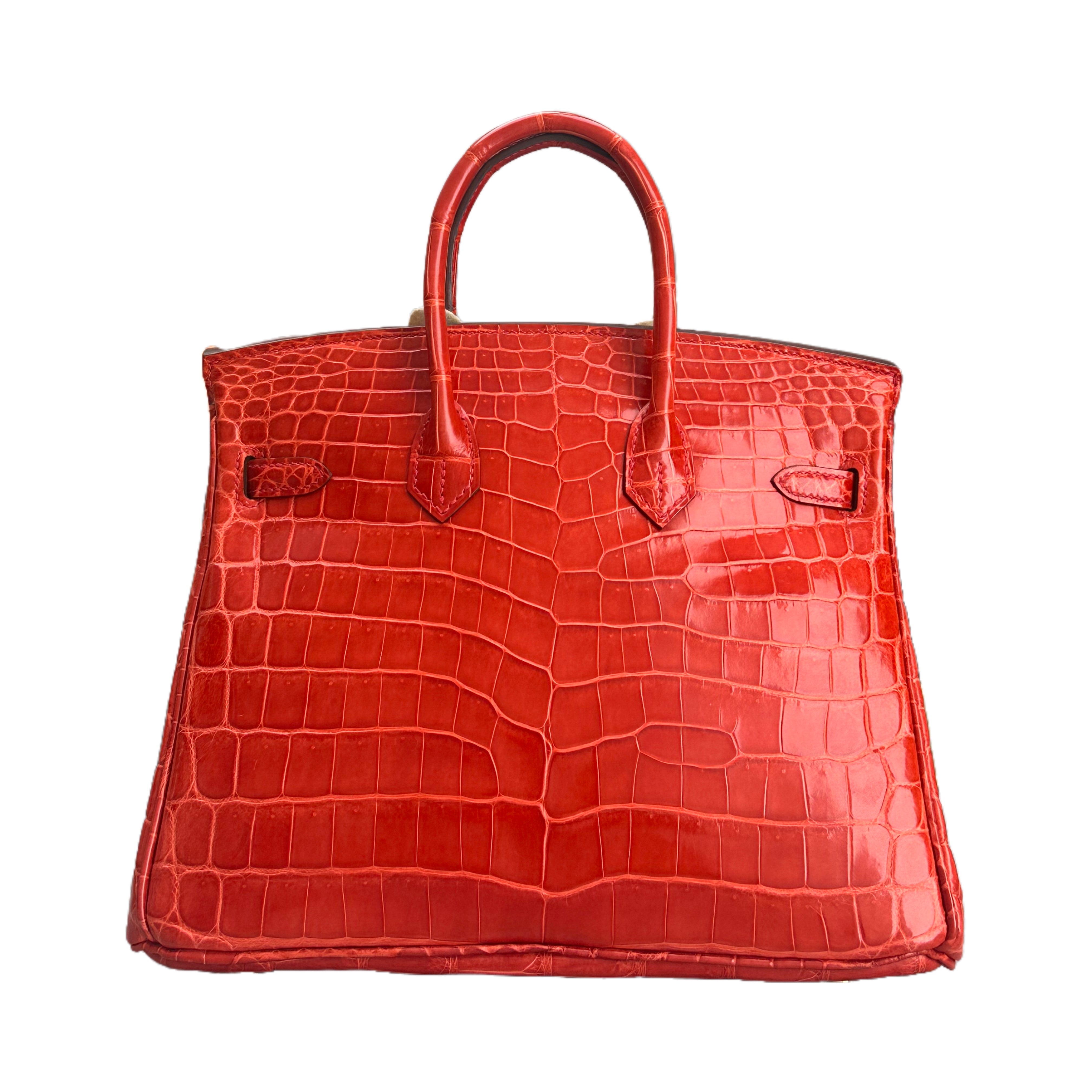 Hermès Birkin 25 Braise Shiny Alligator GHW Square P Stamp