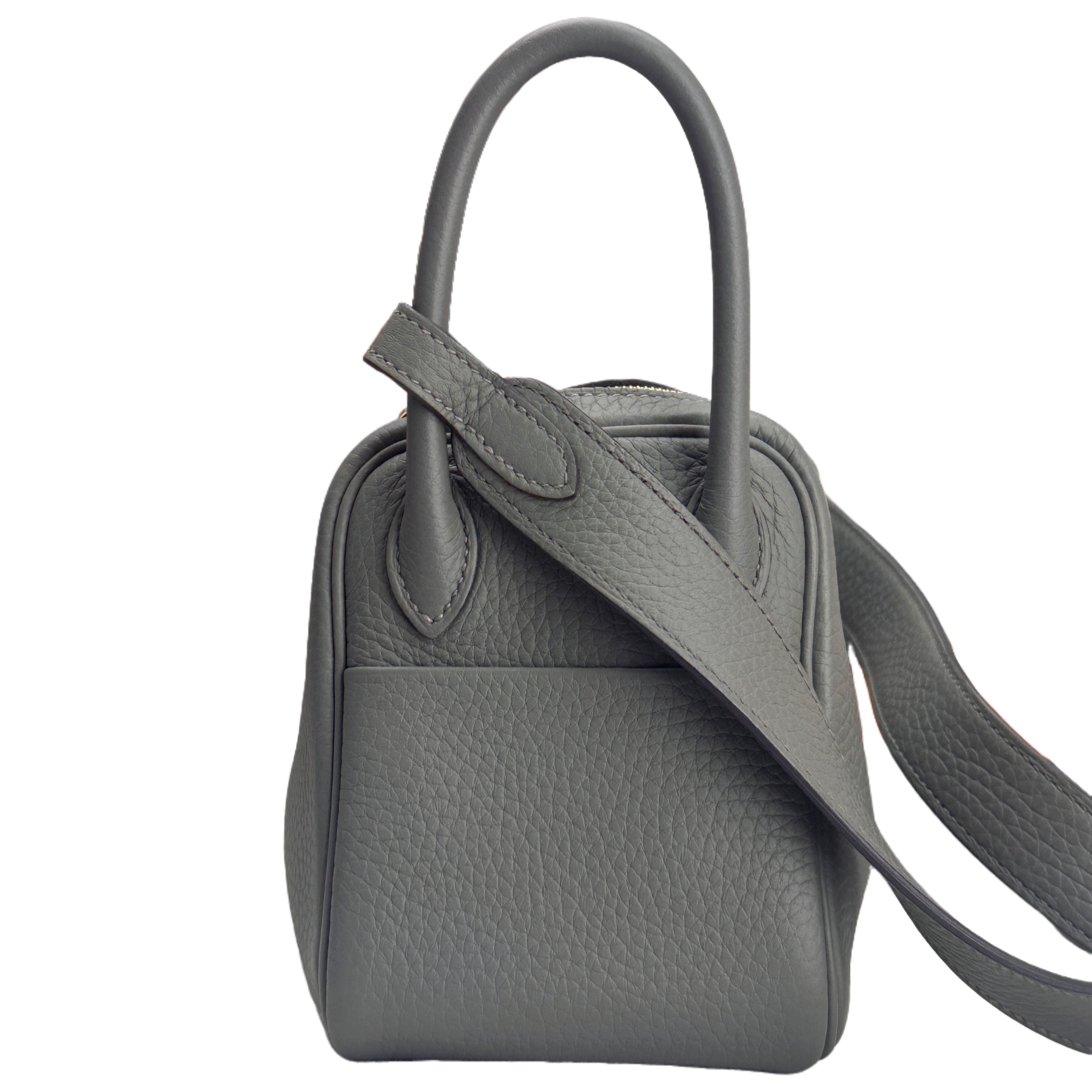 Hermès Mini Lindy Gris Meyer Taurillon Clemence (Grey)