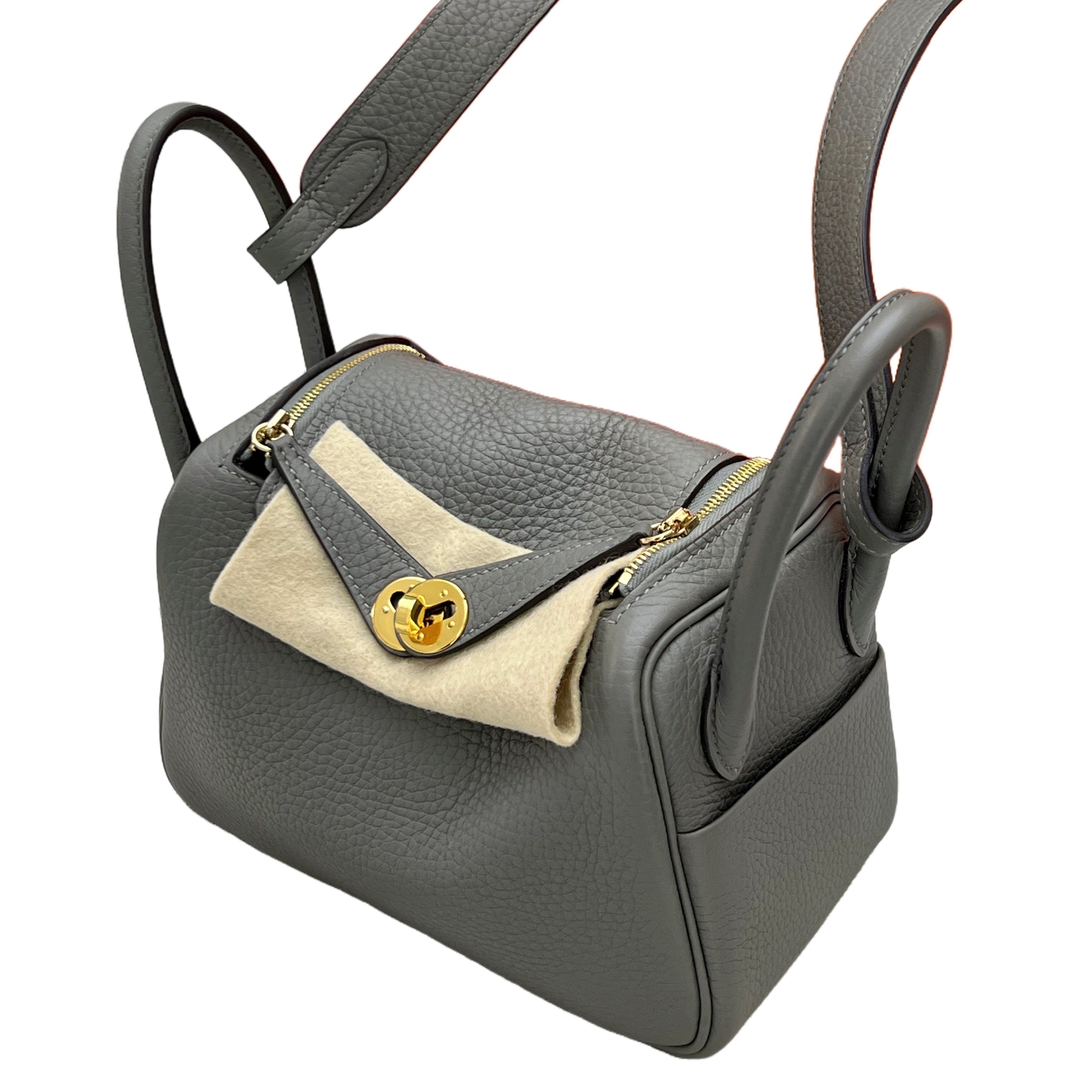 Hermès Mini Lindy Gris Meyer Taurillon Clemence (Grey)