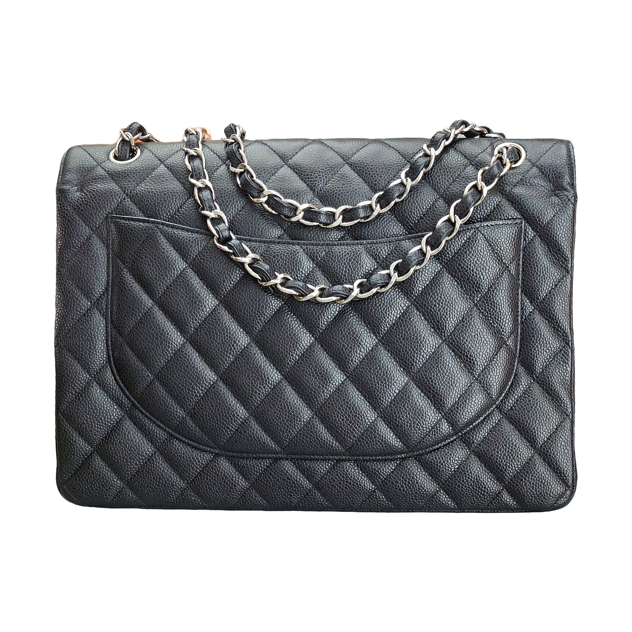 CHANEL Classic Double Flap Maxi Black Calfskin