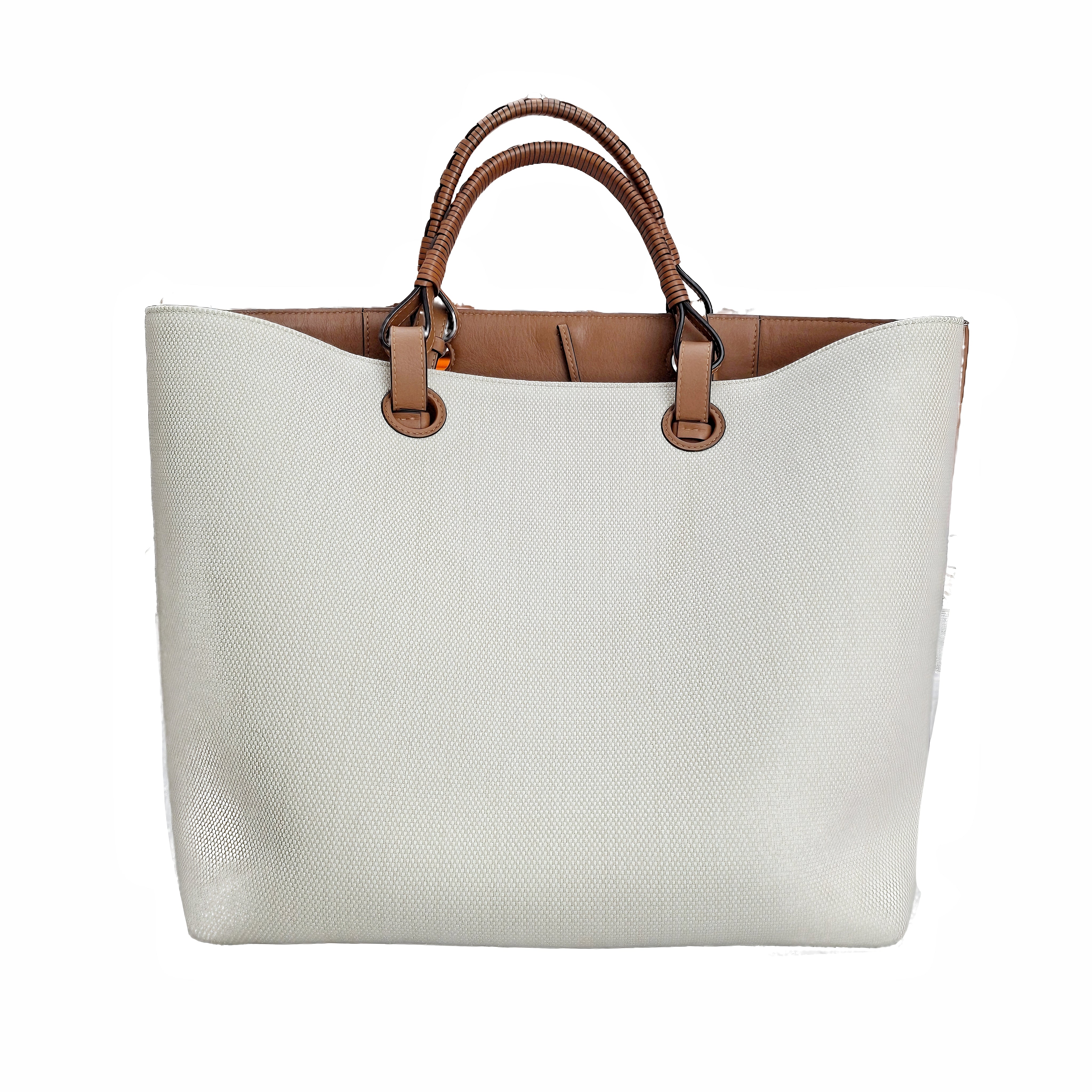 Loewe Anagram Medium Leather-Trimmed Embroidered Canvas Tote