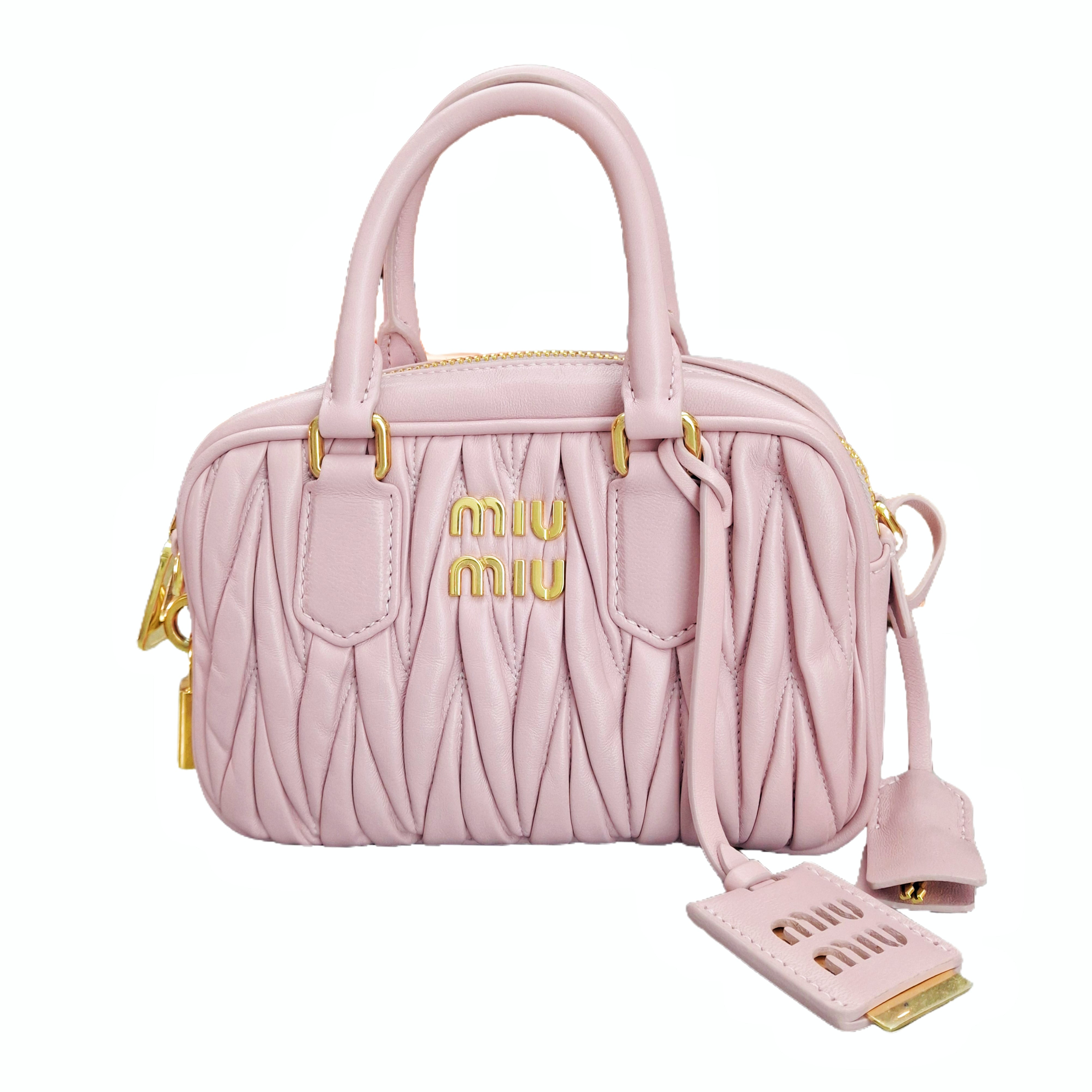 Miu Miu Pink Arcadie Matelassé Nappa Leather Bag