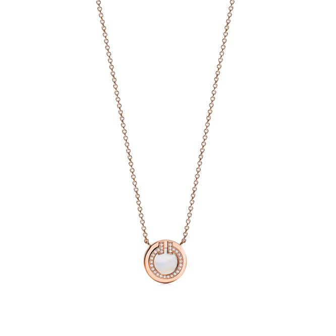 TIFFANY& CO Tiffany T Diamond and Mother-of-pearl Circle Pendant (Rose Gold)