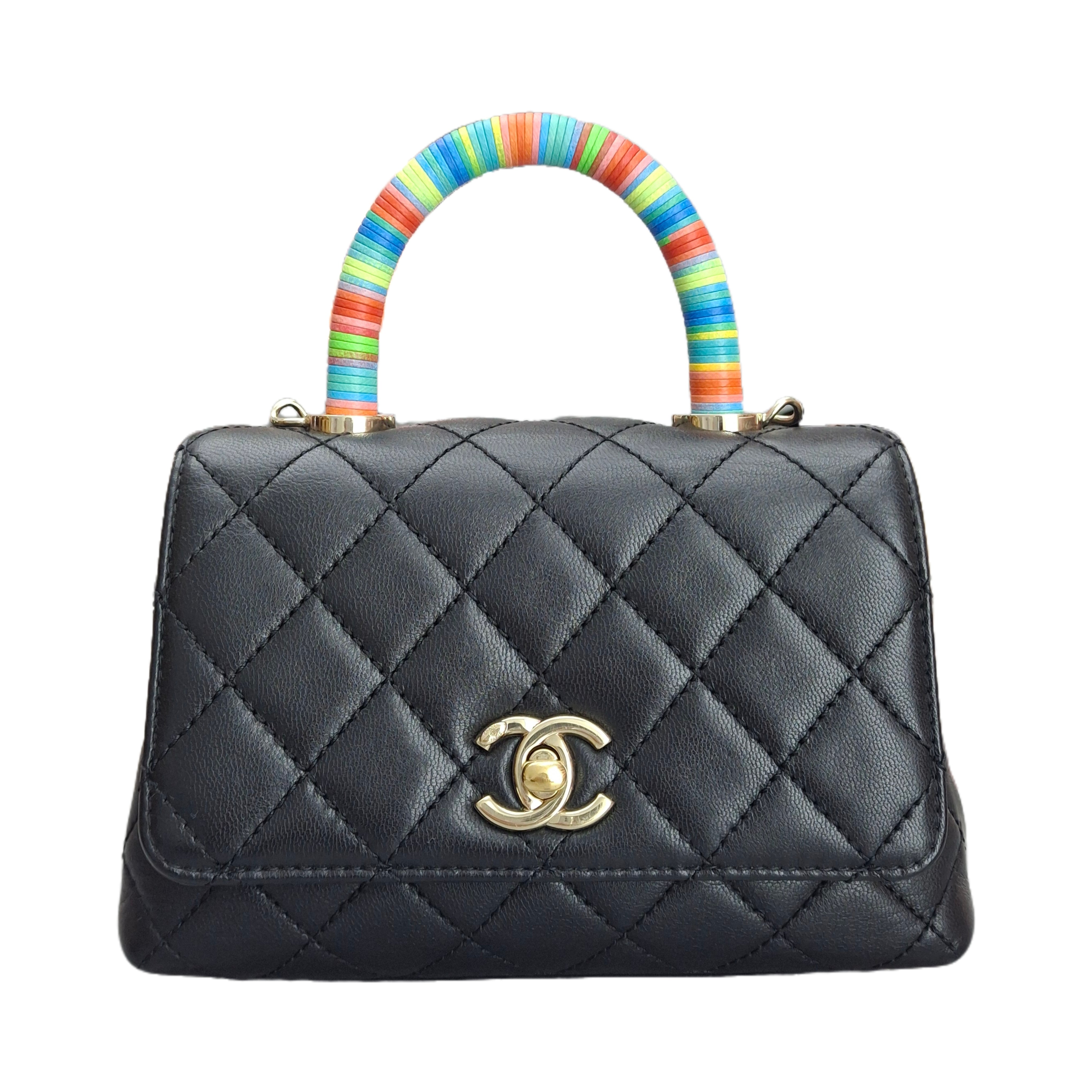 CHANEL LAMBSKIN QUILTED DIAMOND CC FLAP (BLACK)