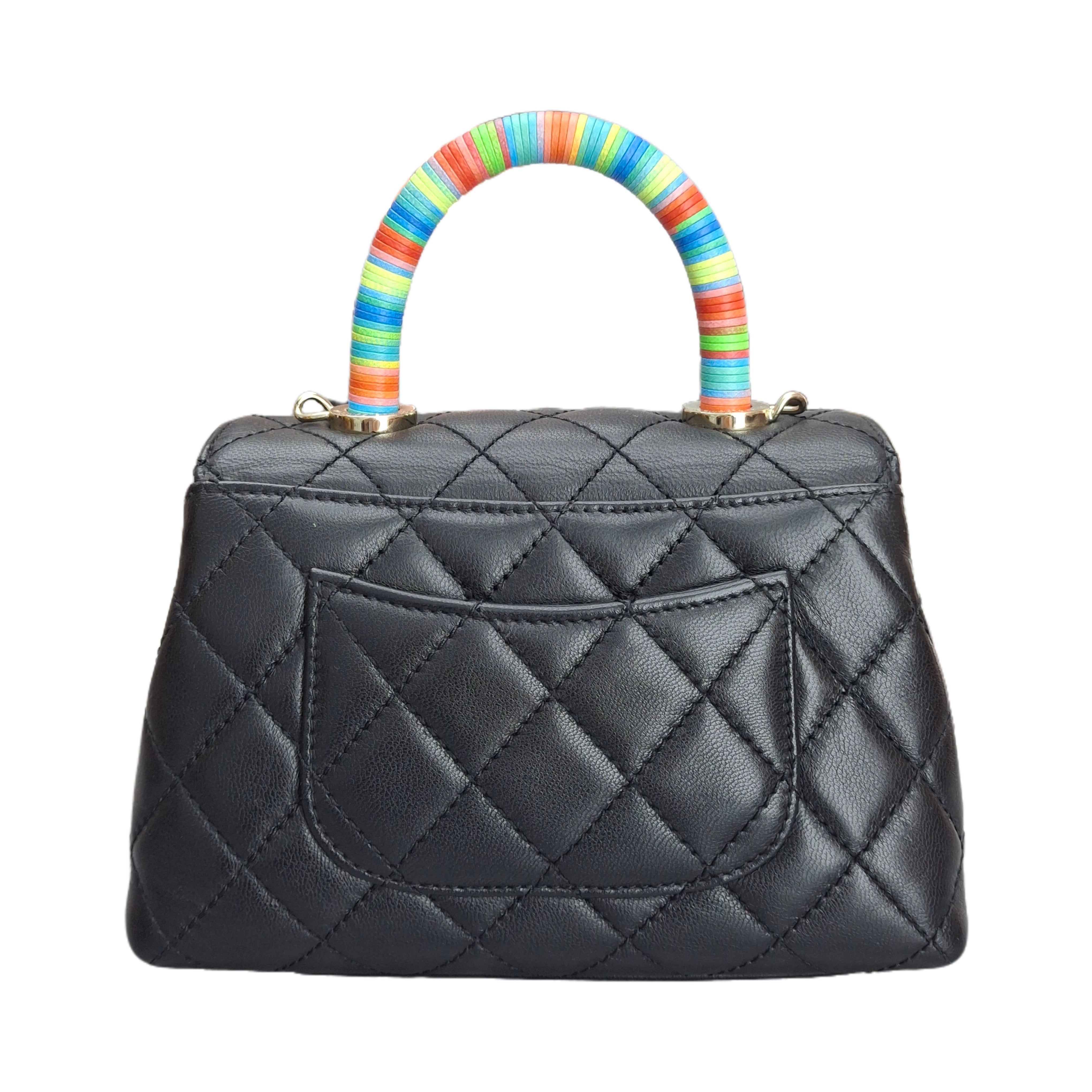 CHANEL LAMBSKIN QUILTED DIAMOND CC FLAP (BLACK)