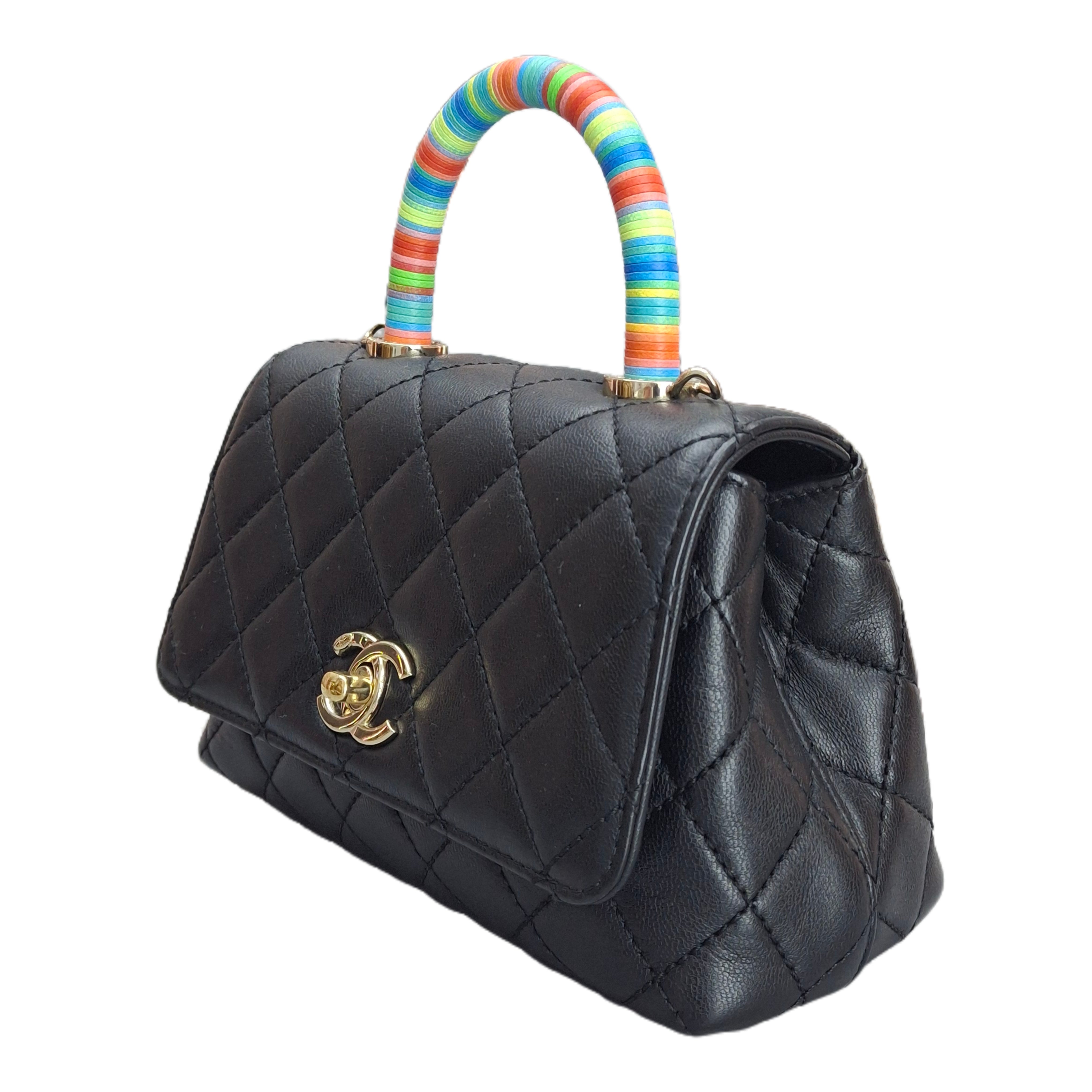 CHANEL LAMBSKIN QUILTED DIAMOND CC FLAP (BLACK)