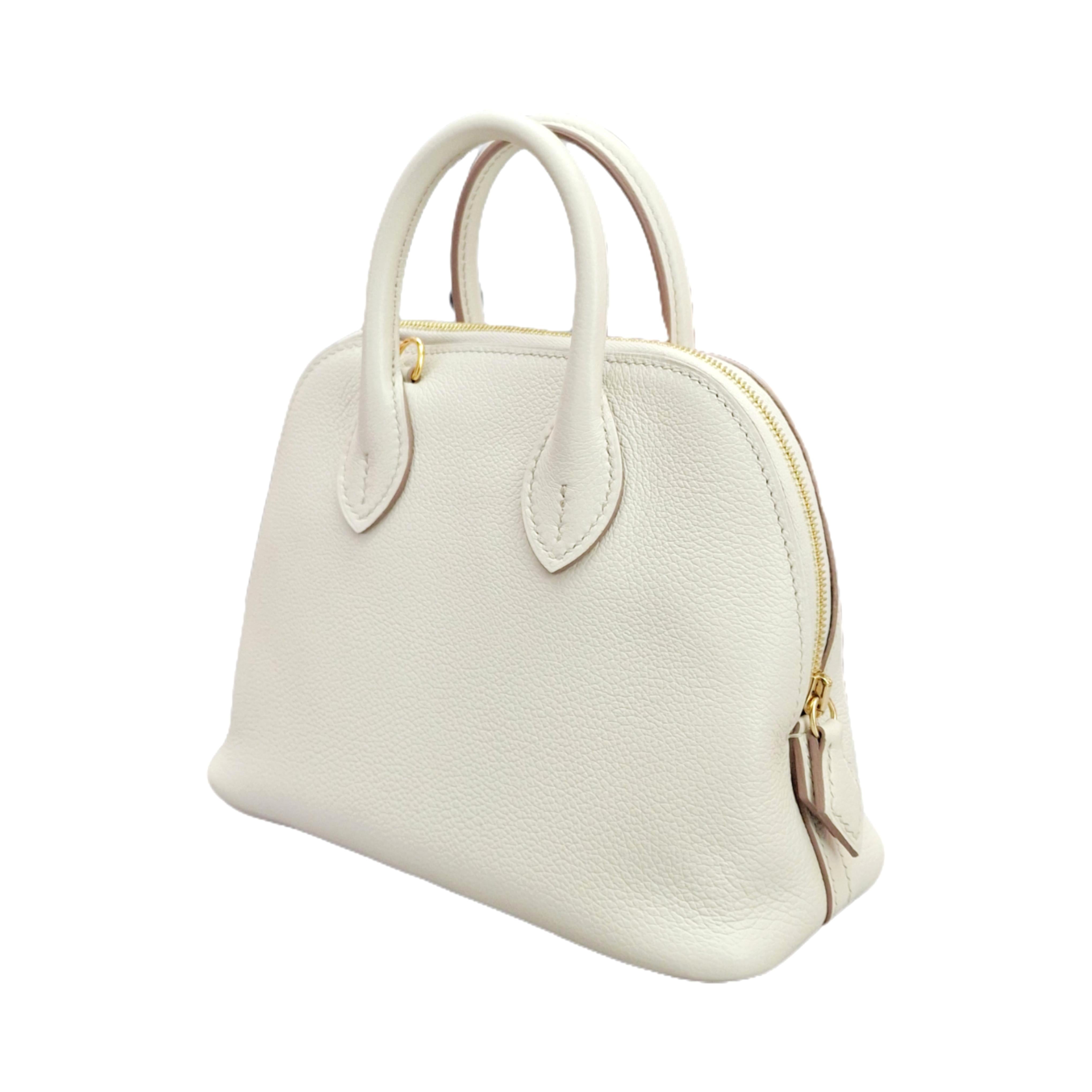 HERMÈS Mini Bolide 27 Bag Evercolor Nata(White) B Stamp