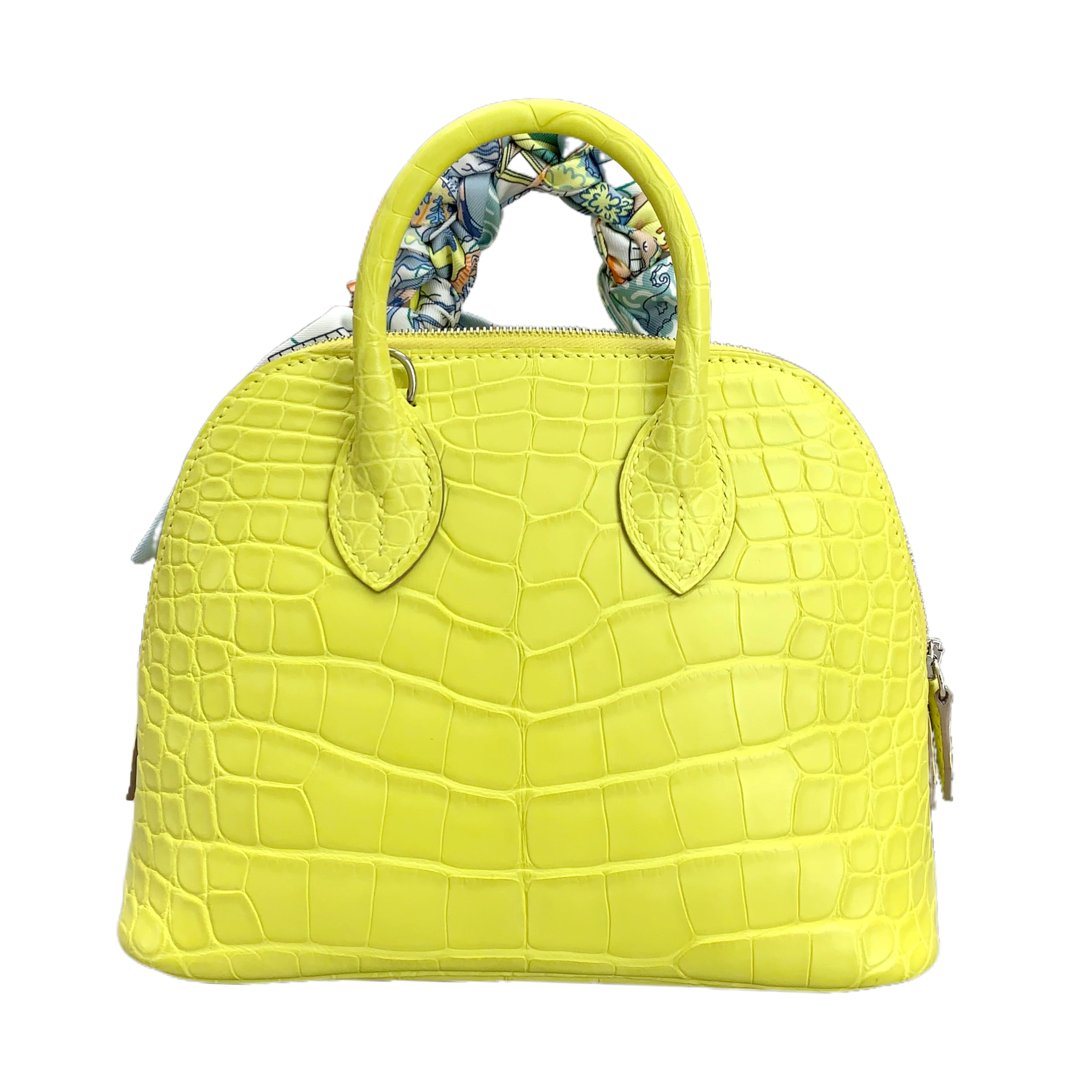 HERMÈS Mini Bolide 27 Porosus Bag (Lime) B Stamp