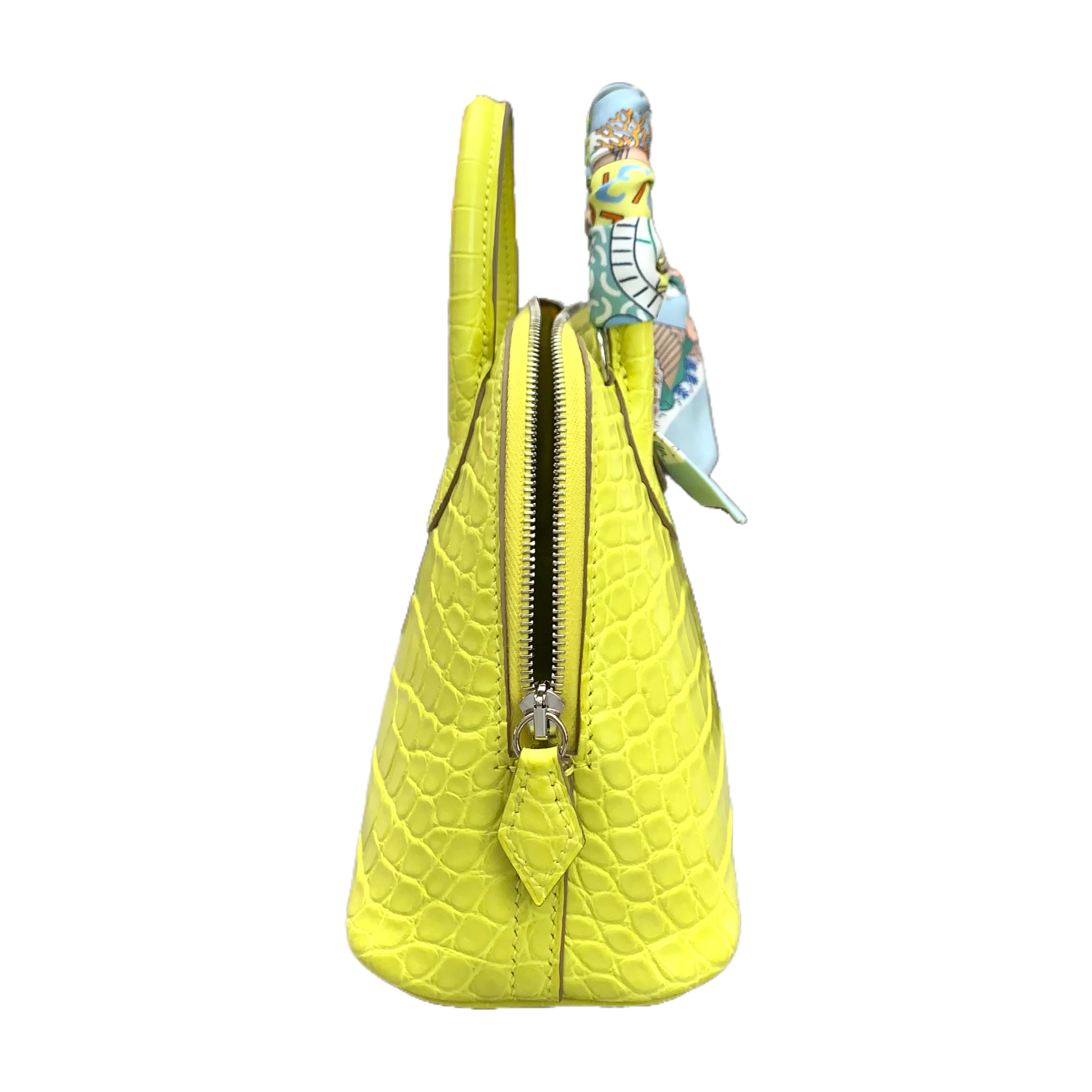 HERMÈS Mini Bolide 27 Porosus Bag (Lime) B Stamp