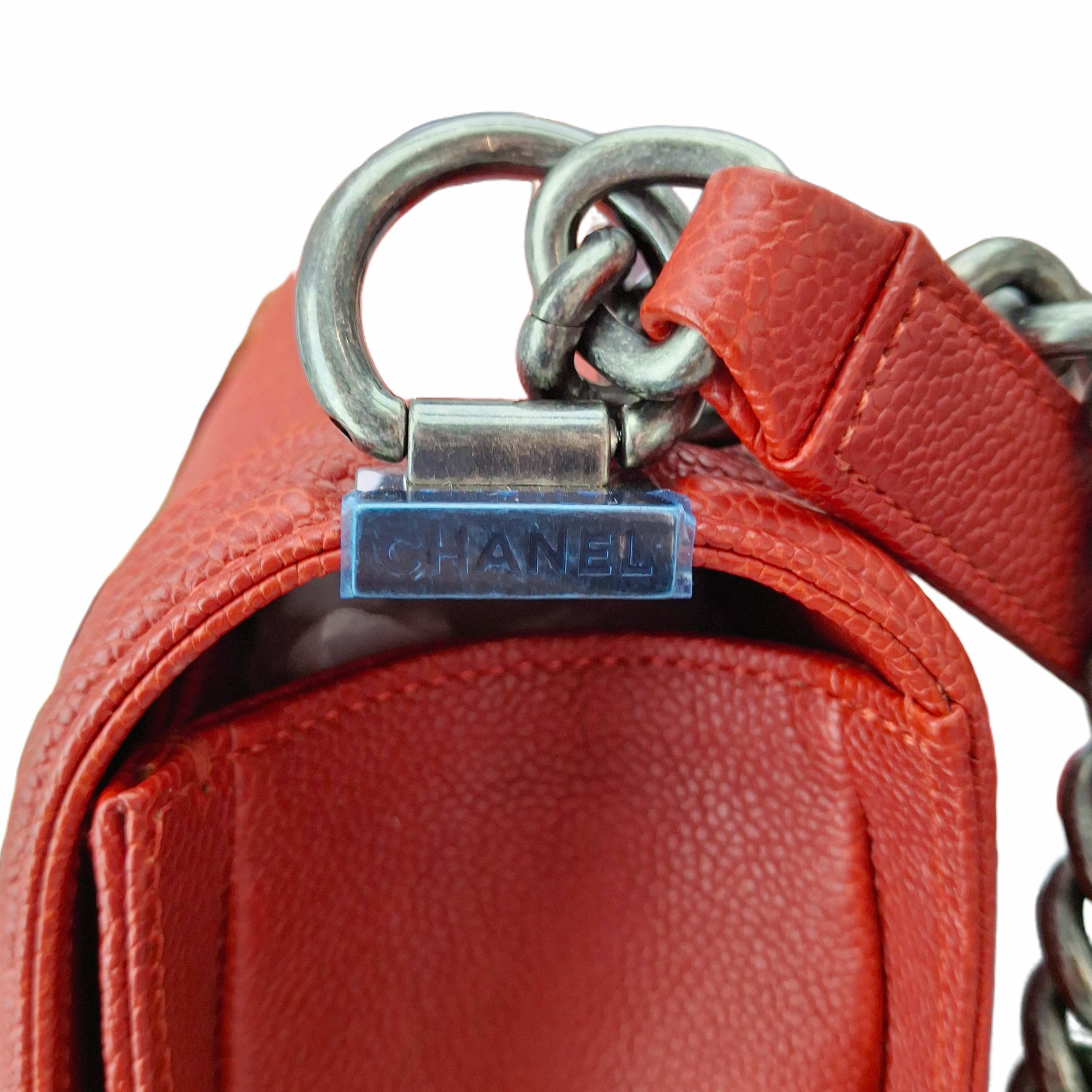 CHANEL Leboy Medium BAG Lambskin Chain Shoulder Bag (Red)