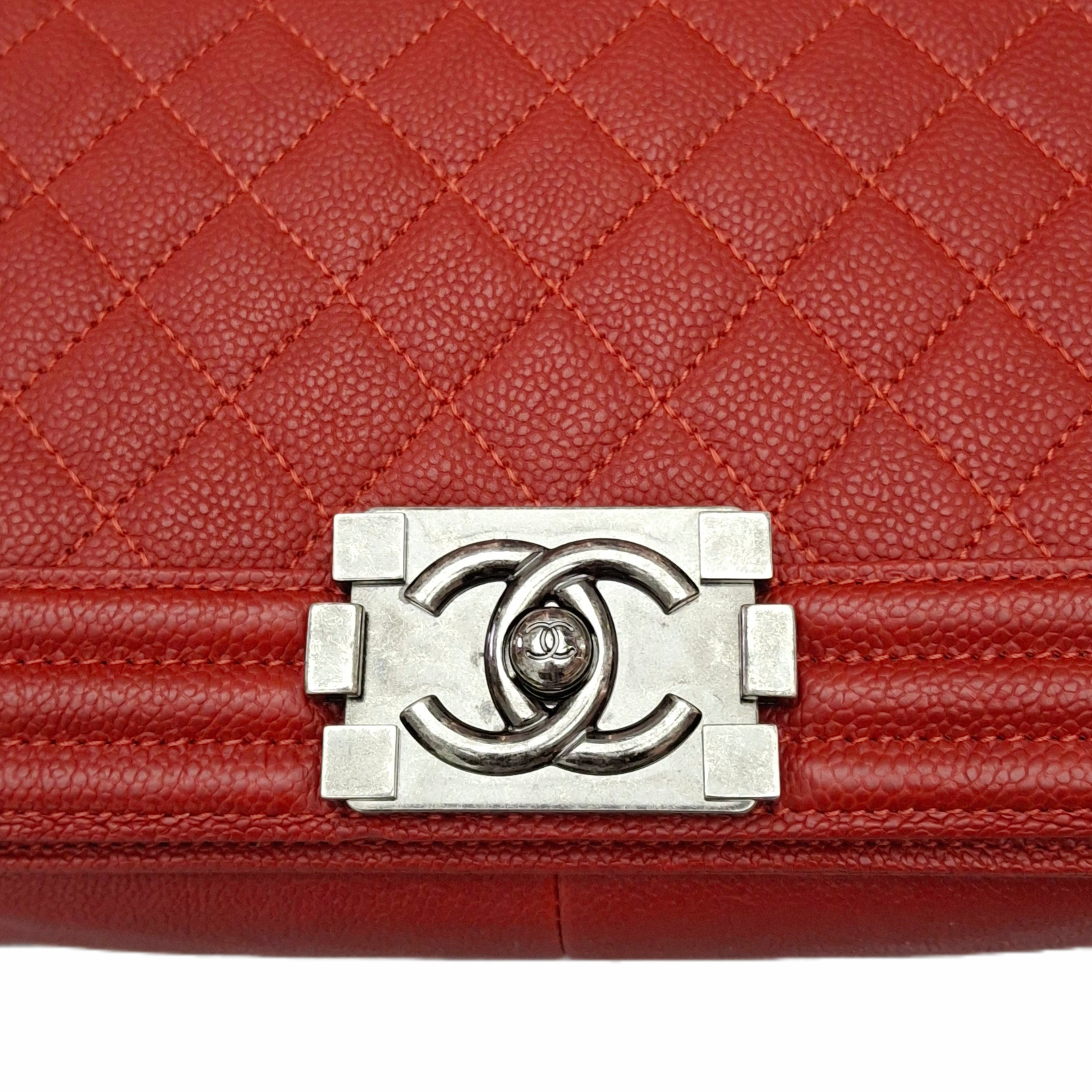 CHANEL Leboy Medium BAG Lambskin Chain Shoulder Bag (Red)