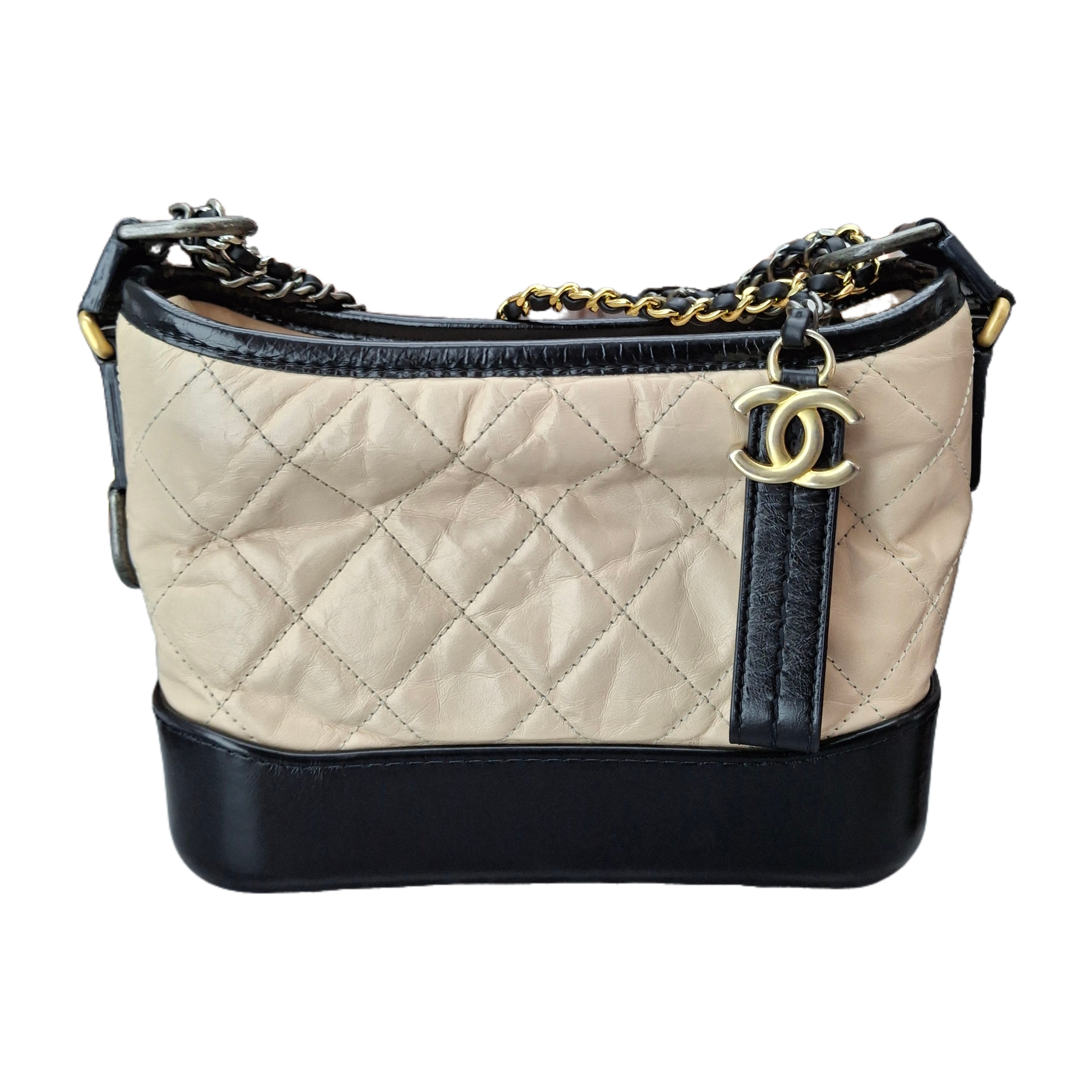 Chanel Gabrielle Handbag Small Mixed Hardware (Beige and Black)