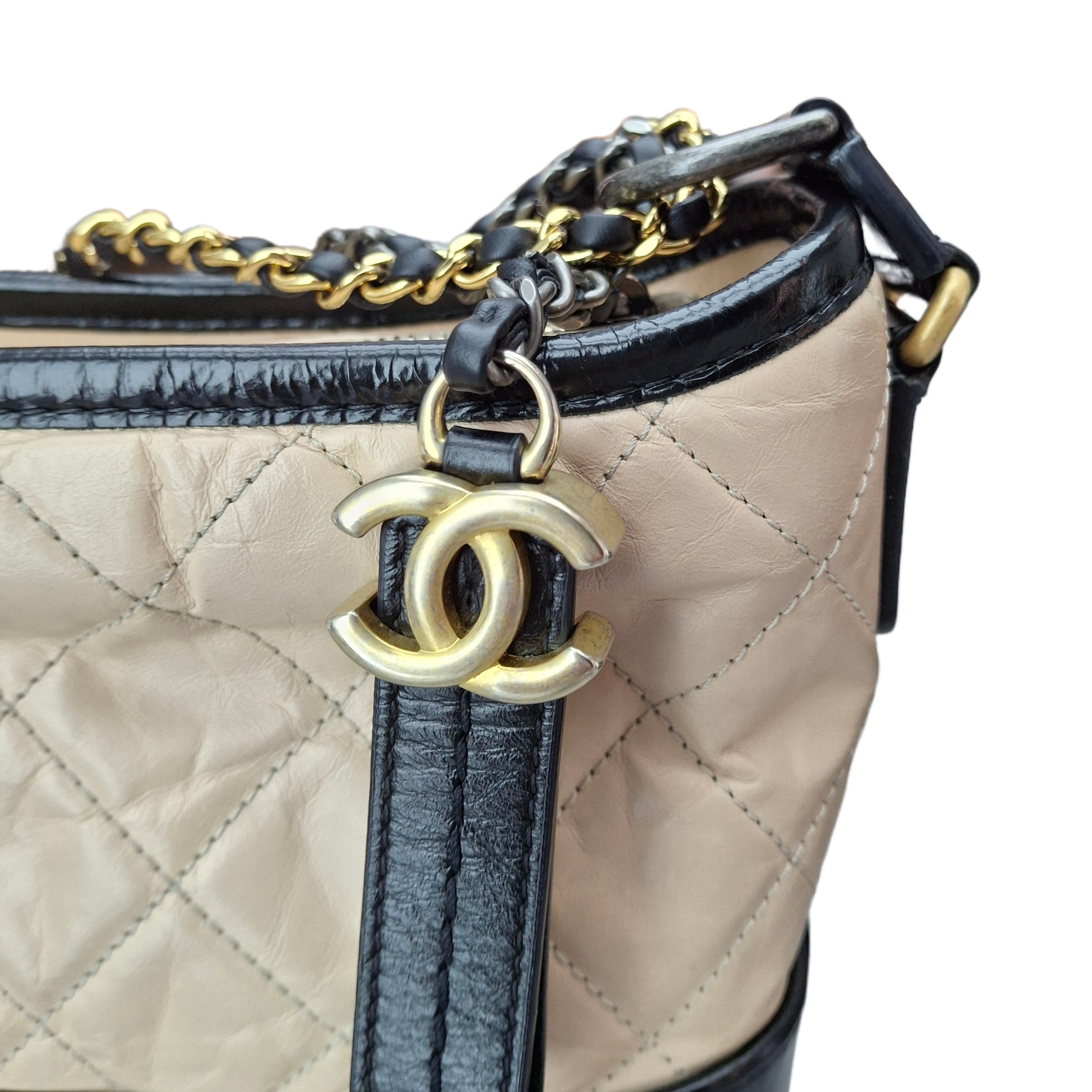 Chanel Gabrielle Handbag Small Mixed Hardware (Beige and Black)