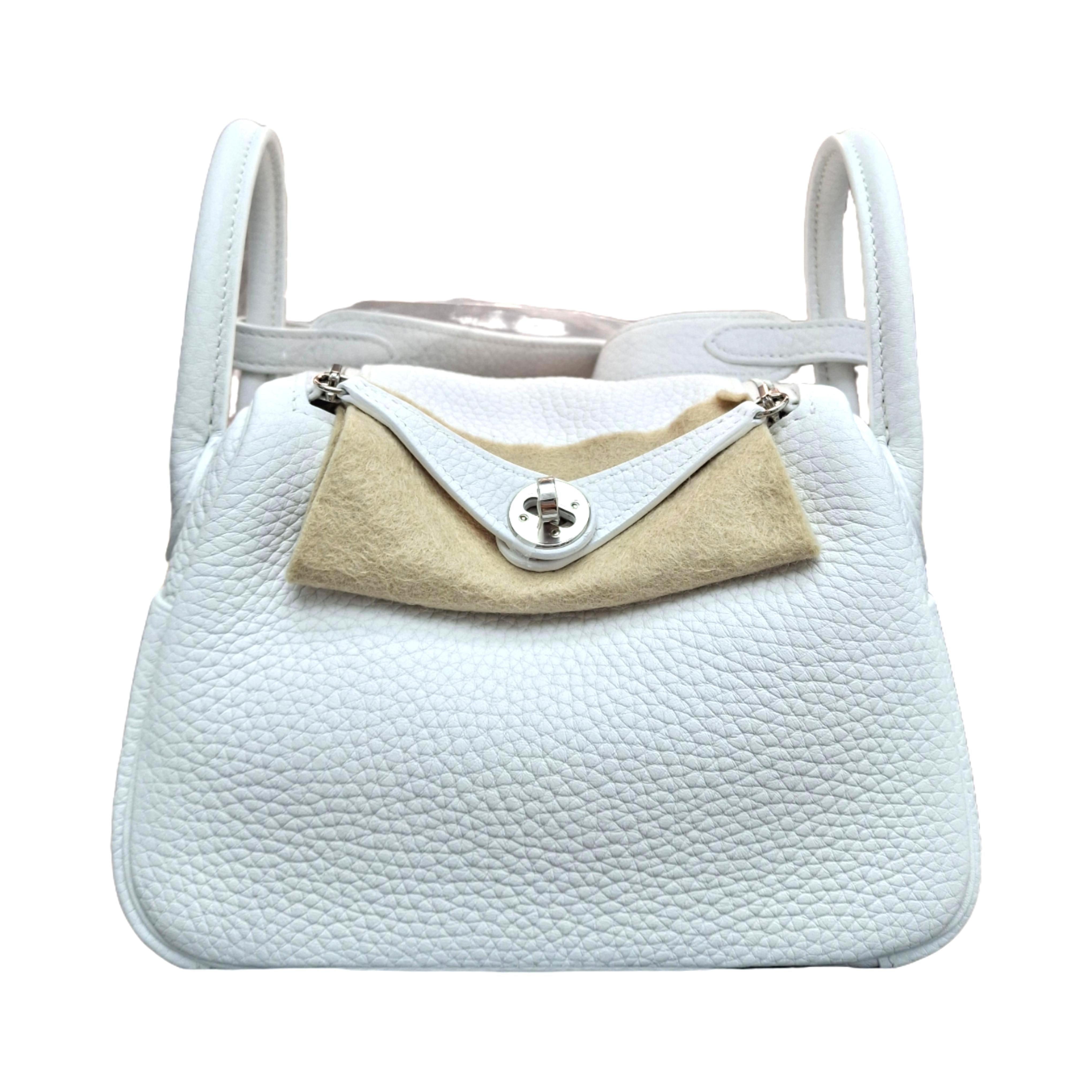 Hermès mini Lindy White Taurillon Clemence