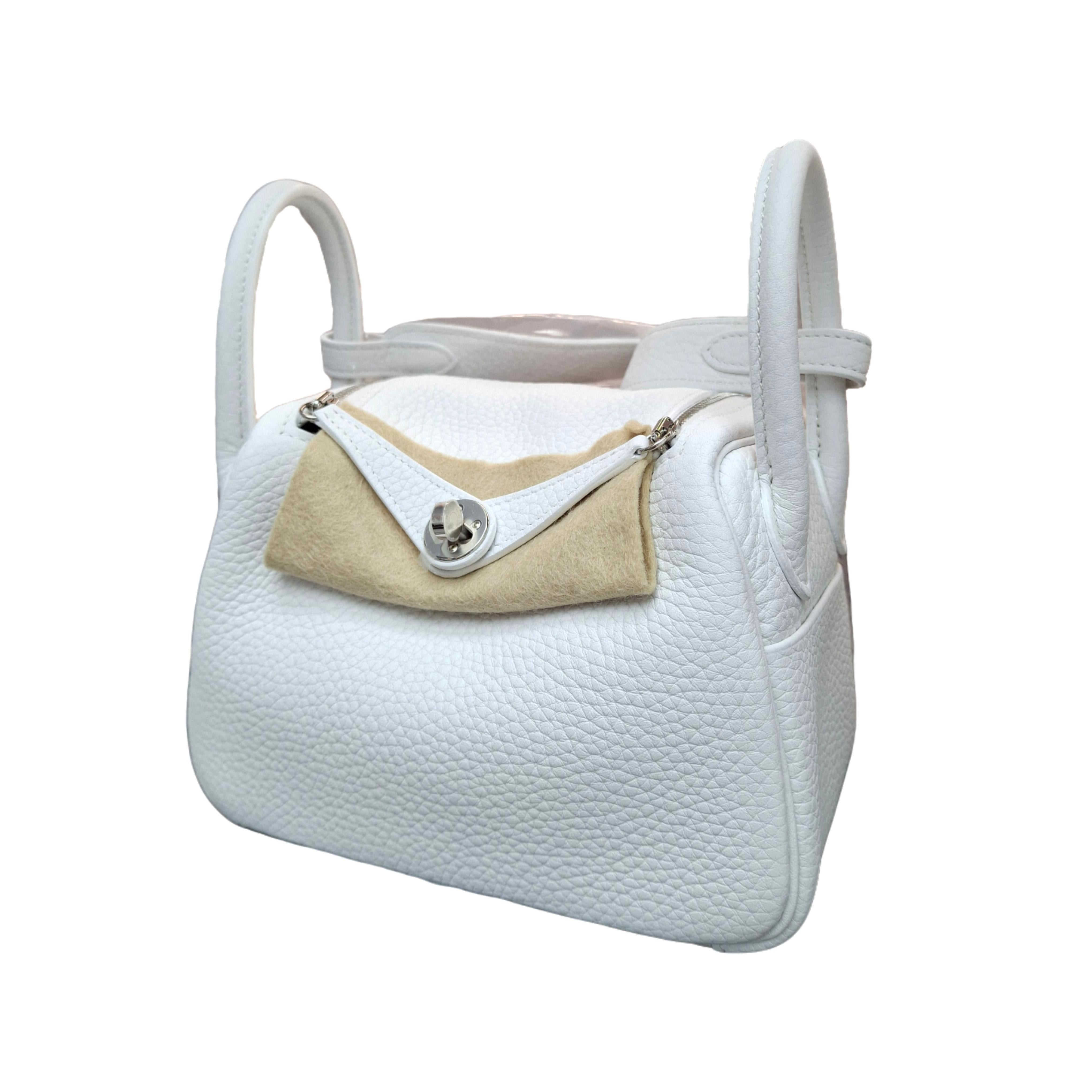 Hermès mini Lindy White Taurillon Clemence