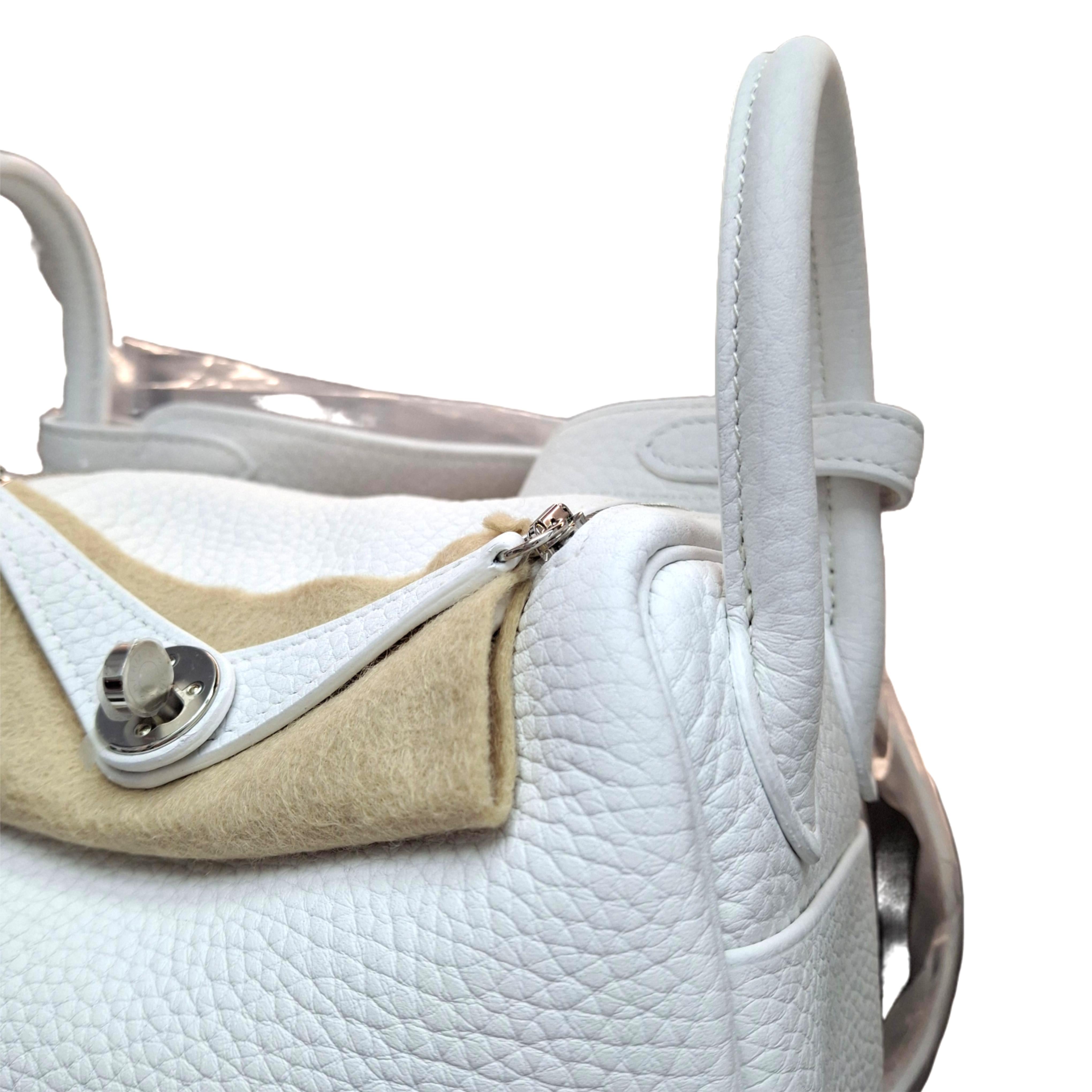 Hermès mini Lindy White Taurillon Clemence