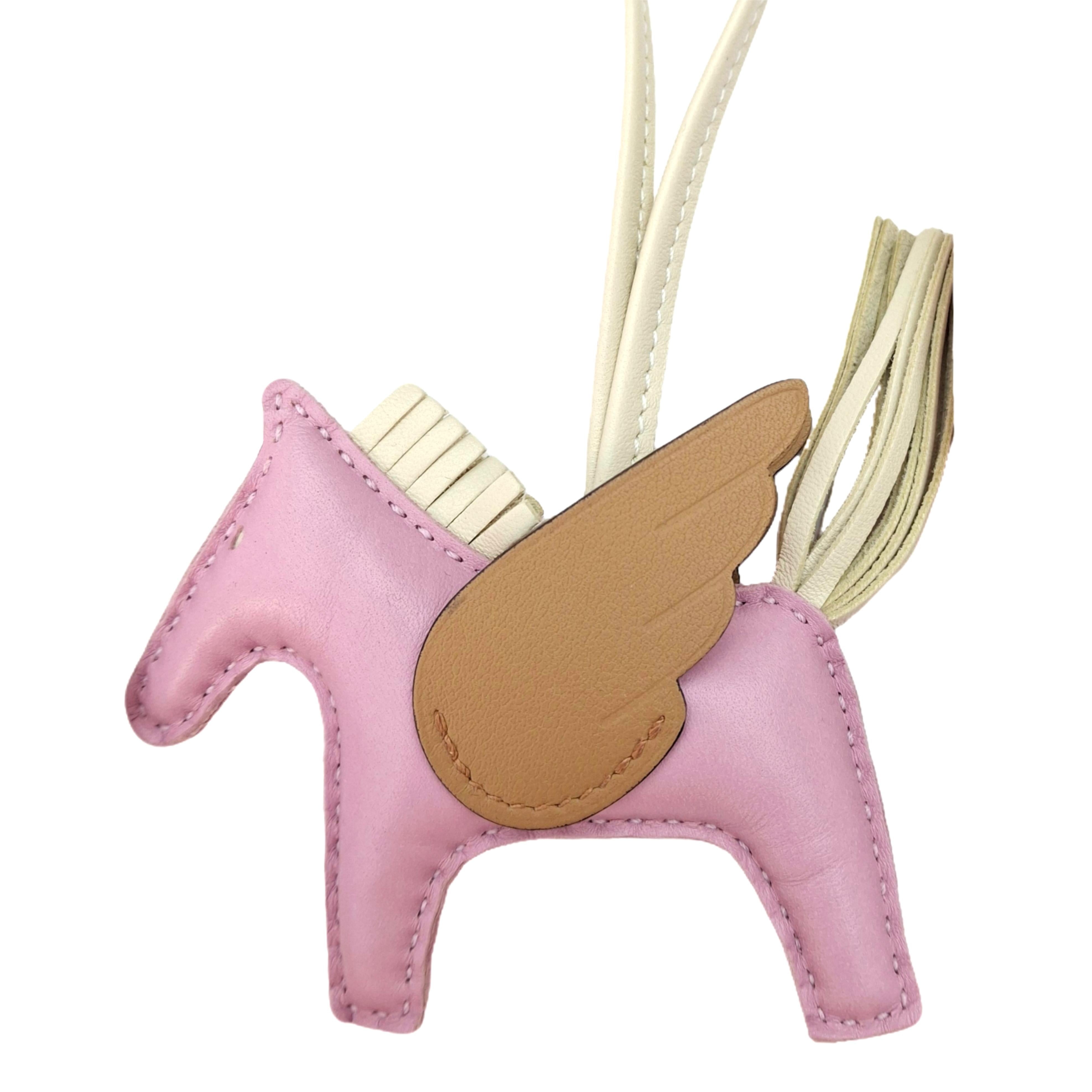 HERMÈS Rodeo Pegase PM Bag Charm （Pink/Beige/Gold）B stamp