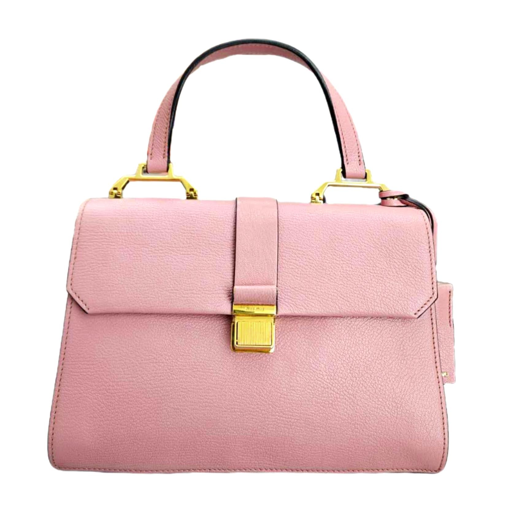 MIU MIU Top handle Tote with Gold-color Finish Metal (Pink)