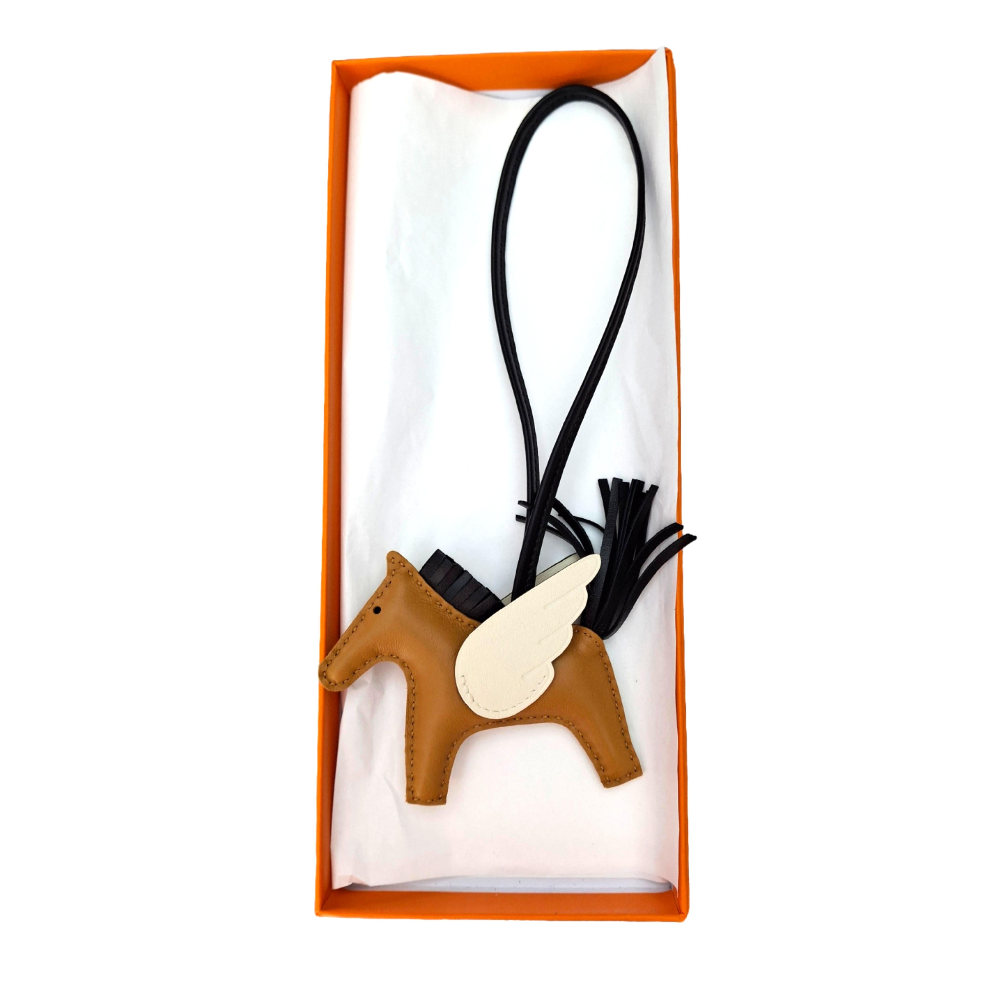 HERMÈS Rodeo Pegase PM Bag Charm (Sesame/Beige/Black) W stamp