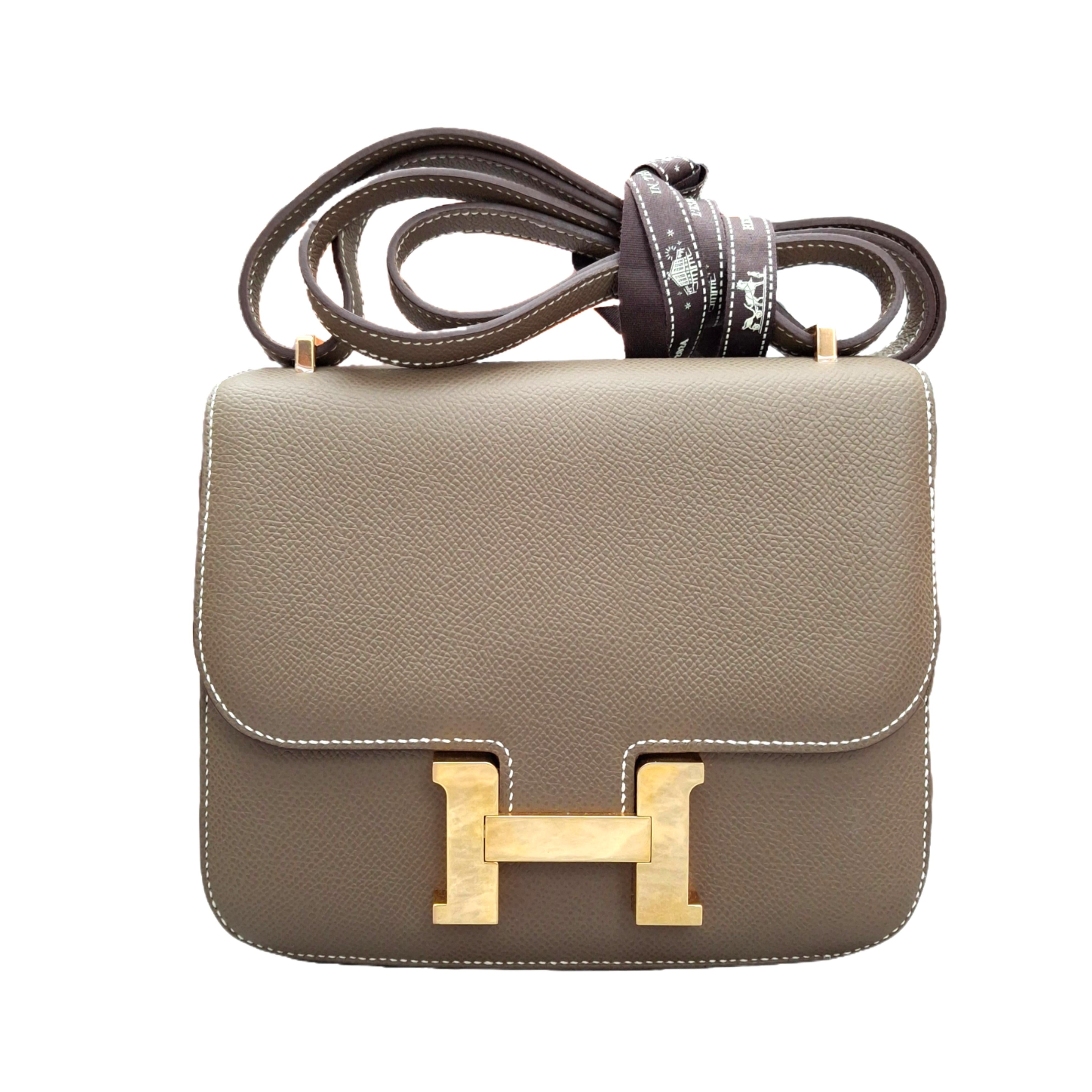 Hermès Constance III Mini Bag GHW Gris Étoupe (Beige Gray) B Stamp, nearly new